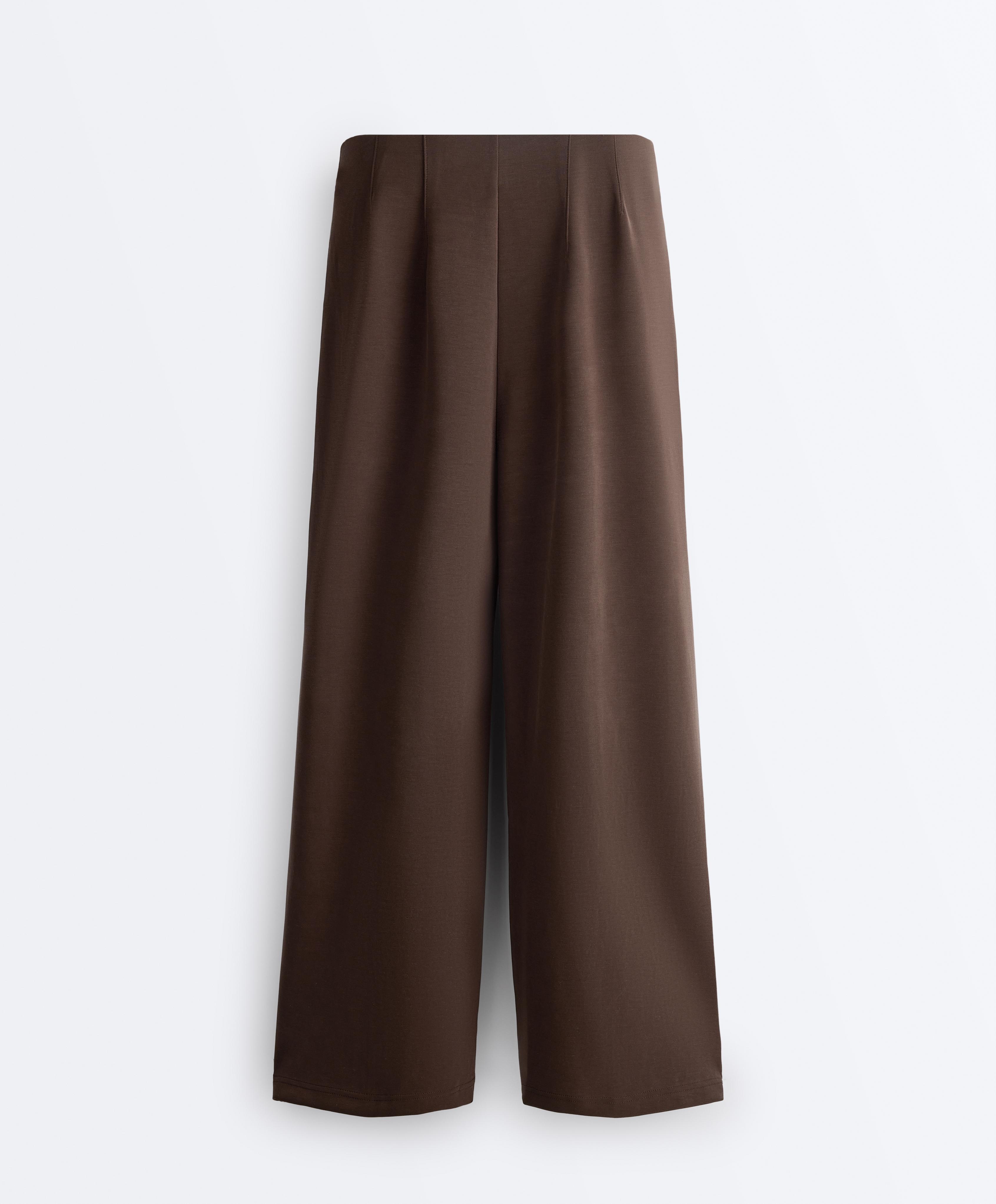 Straight-leg trousers with modal and crease — BROWN