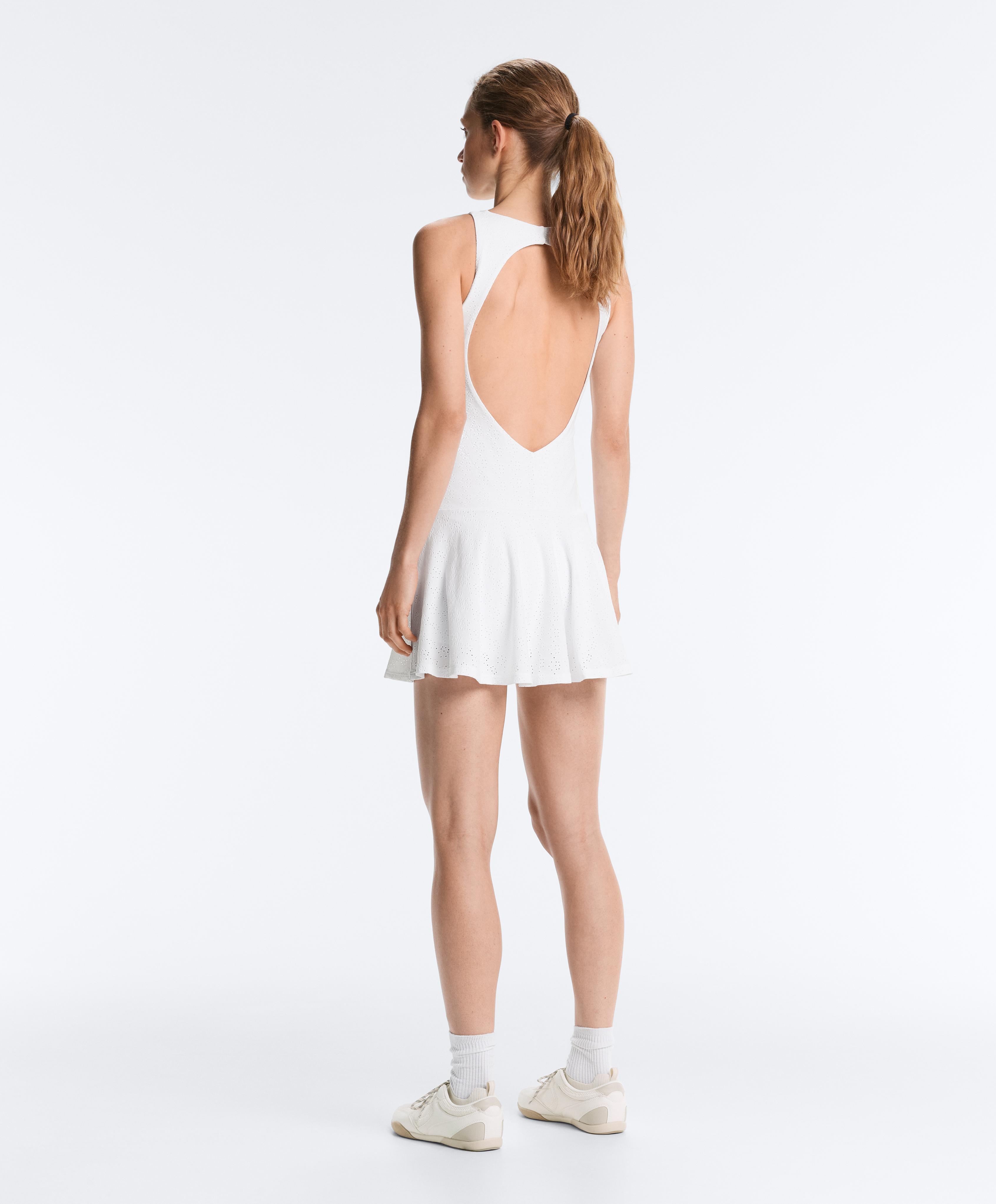 Embroidered Comfortlux short dress — WHITE