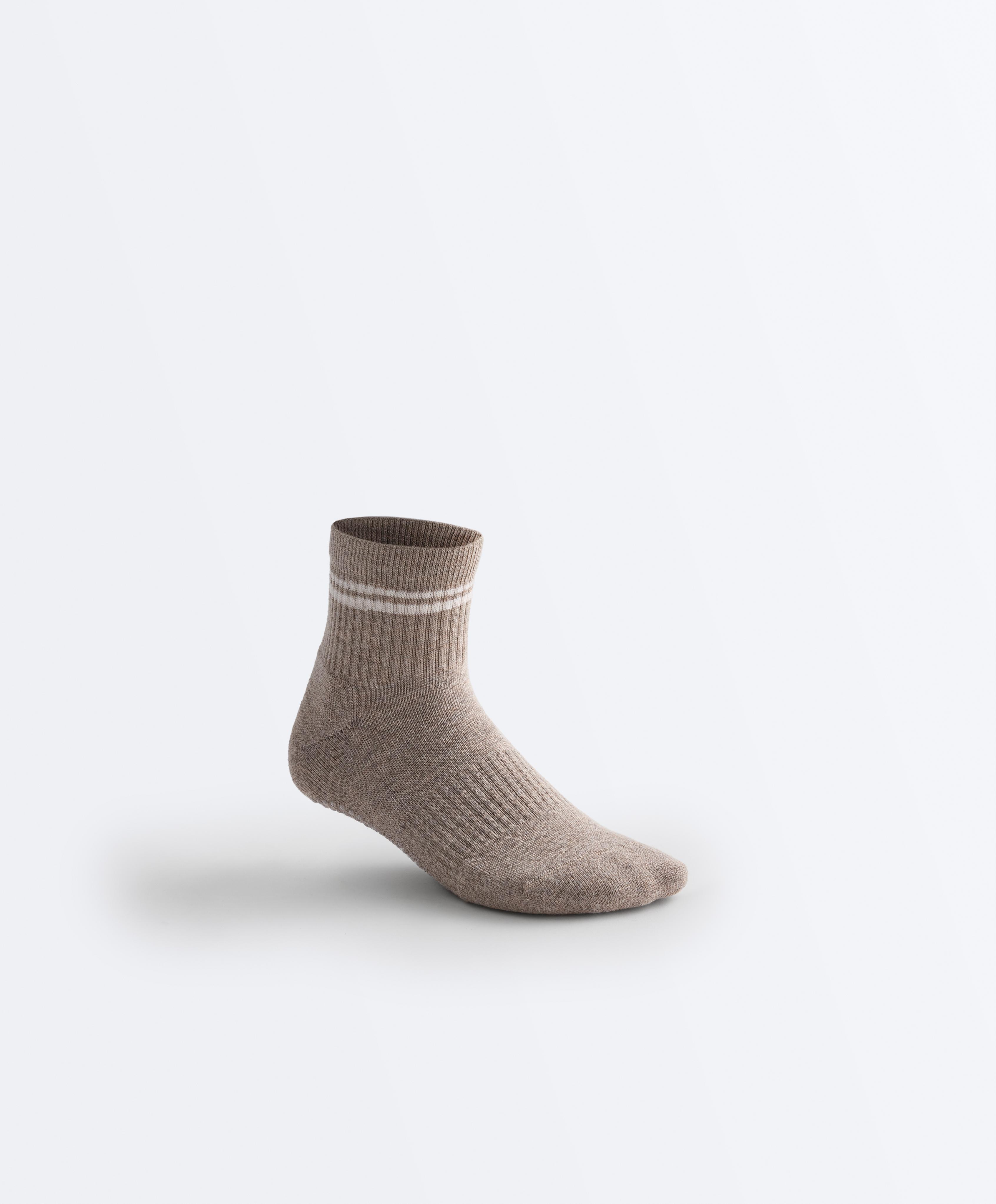 2 pairs of cotton padded quarter yoga and Pilates socks — TAN MELANGE