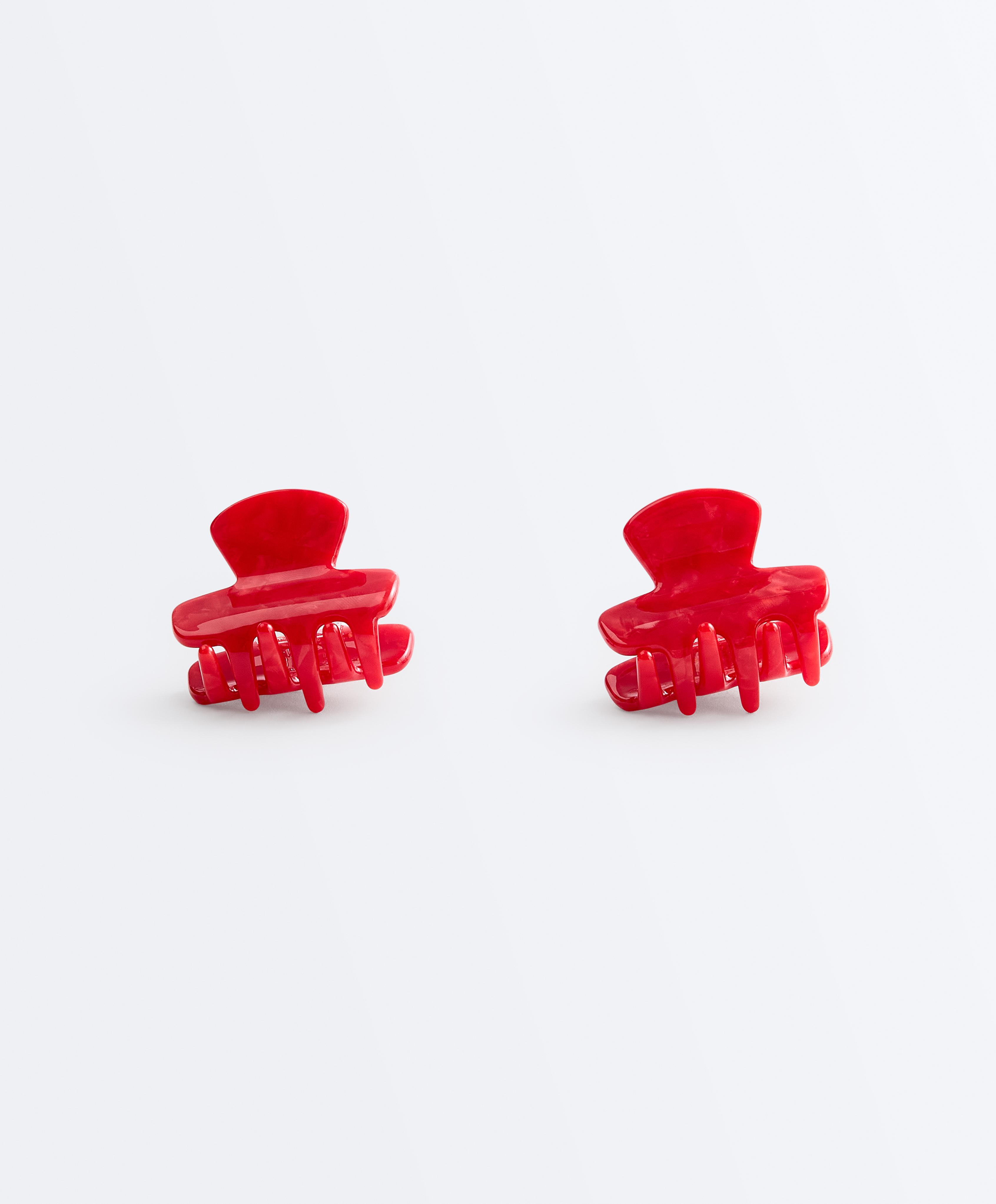 2 mini hair clips — RED