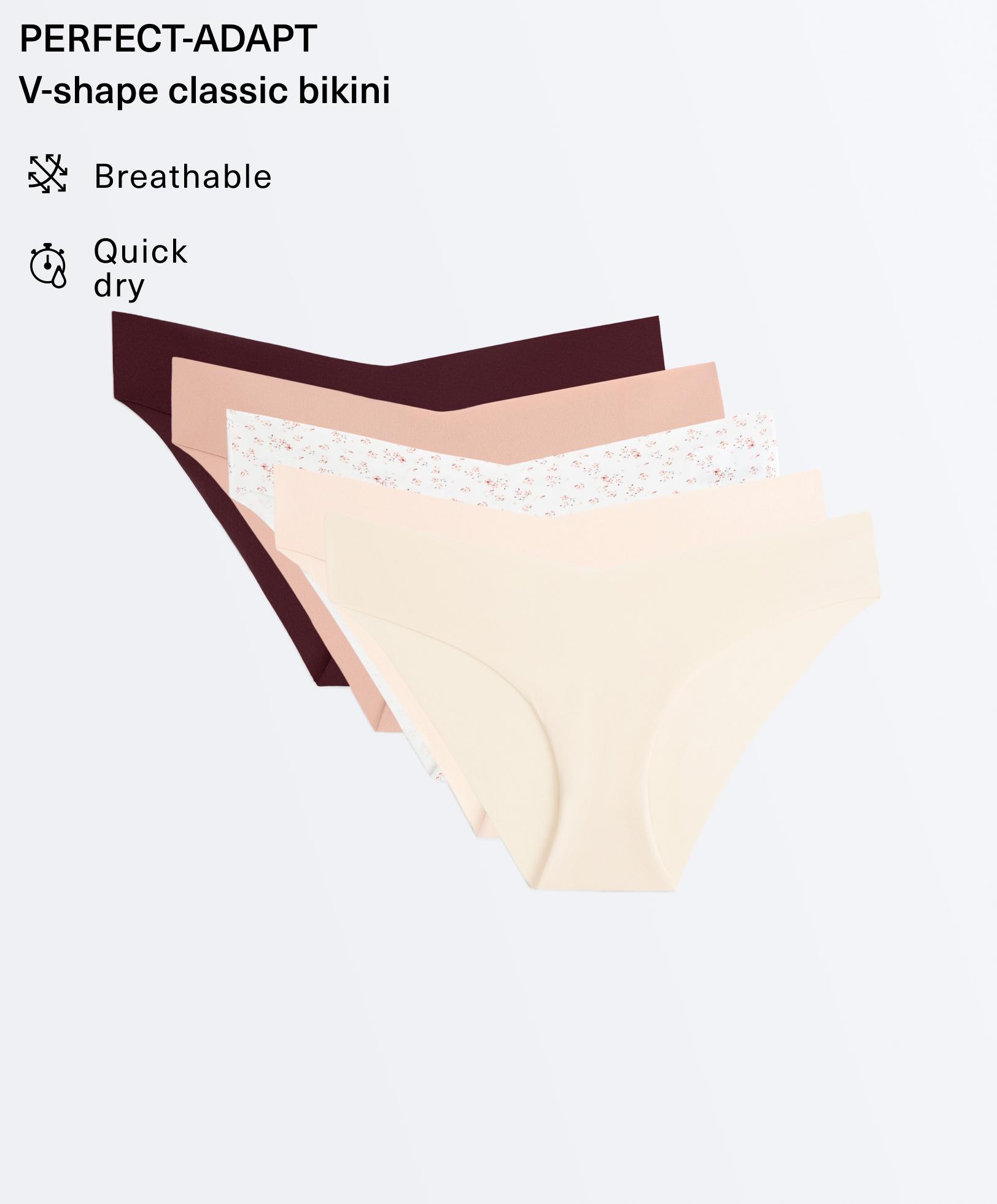 5 invisible laser-cut V-cut polyamide blend classic bikini briefs — SOFT PINK