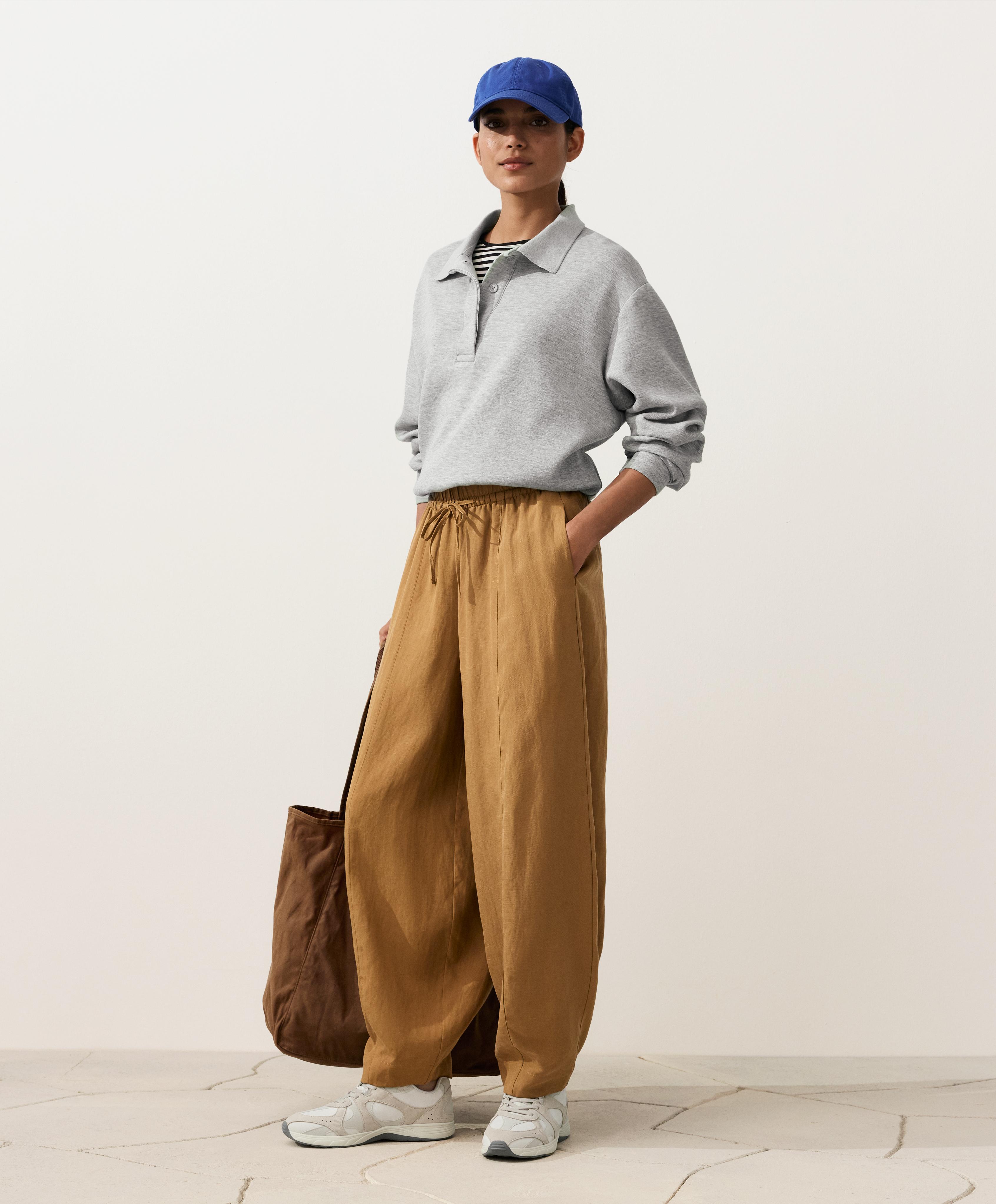 Брюки-Balloon со швами из смесовой ткани с лиоцеллом и 24% льна Брюки-Balloon со швами из смесовой ткани с лиоцеллом и 24% льна