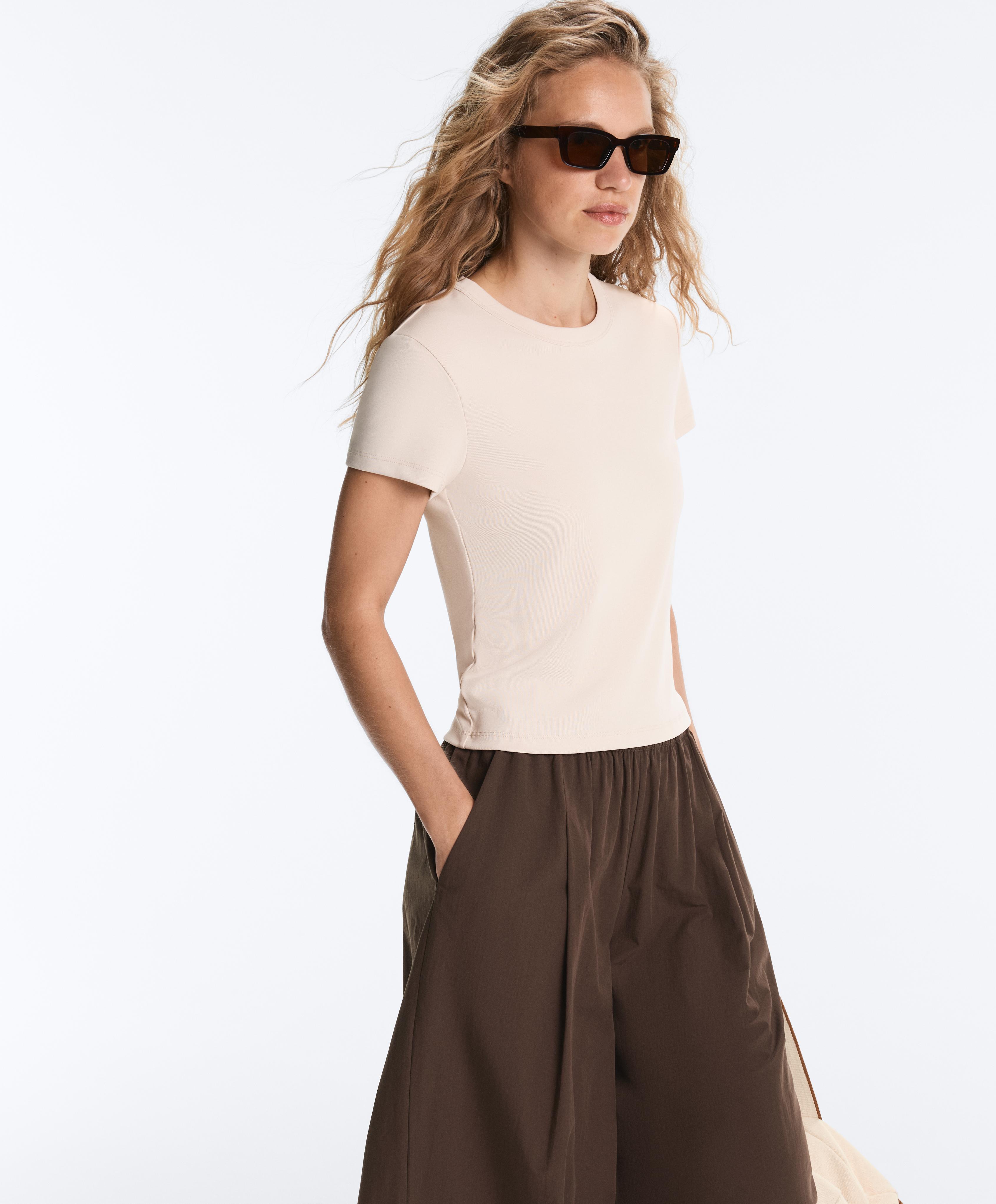 Fitted modal rib short-sleeve T-shirt — SANDY          