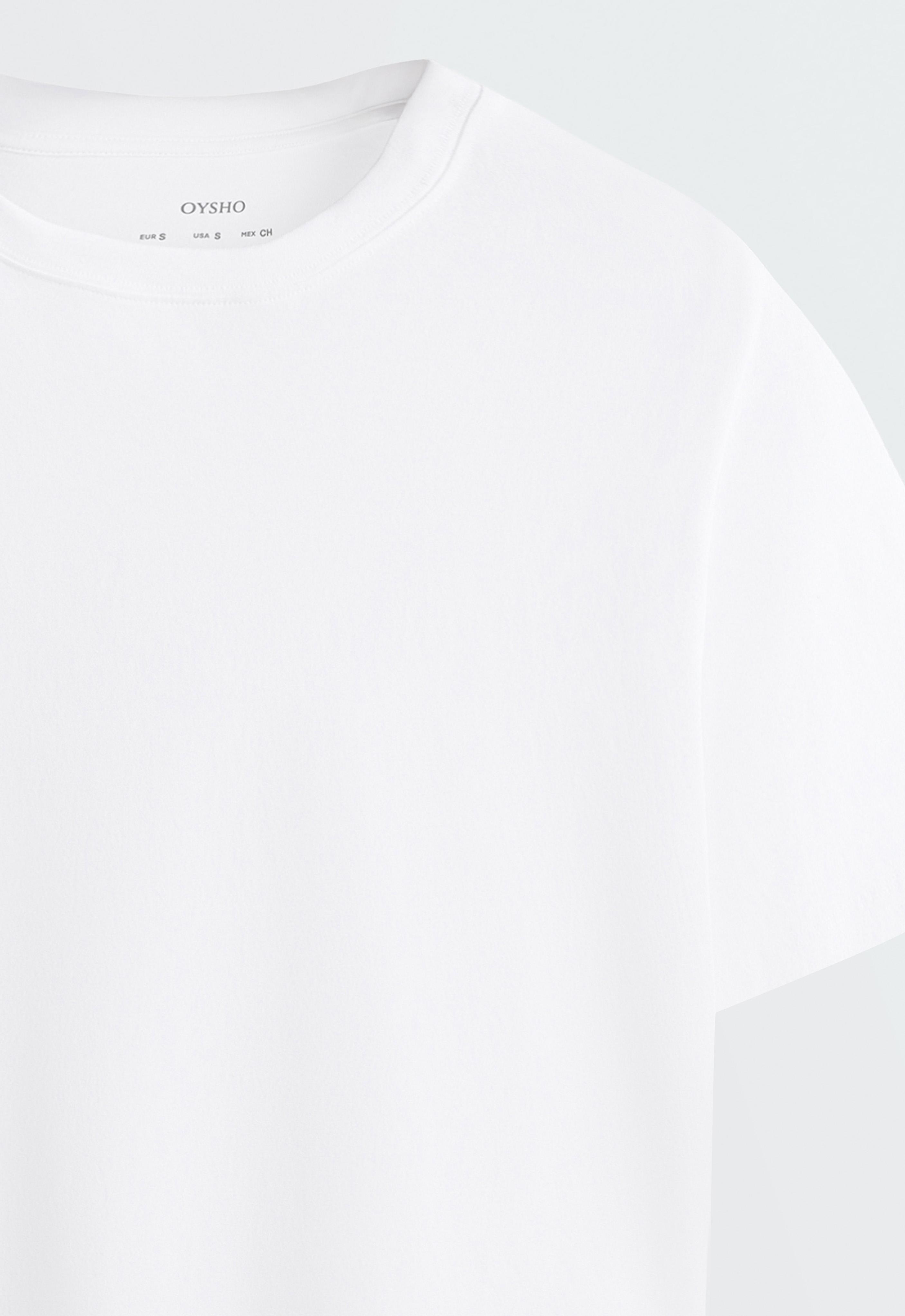 Boxy short-sleeved cotton blend T-shirt — WHITE
