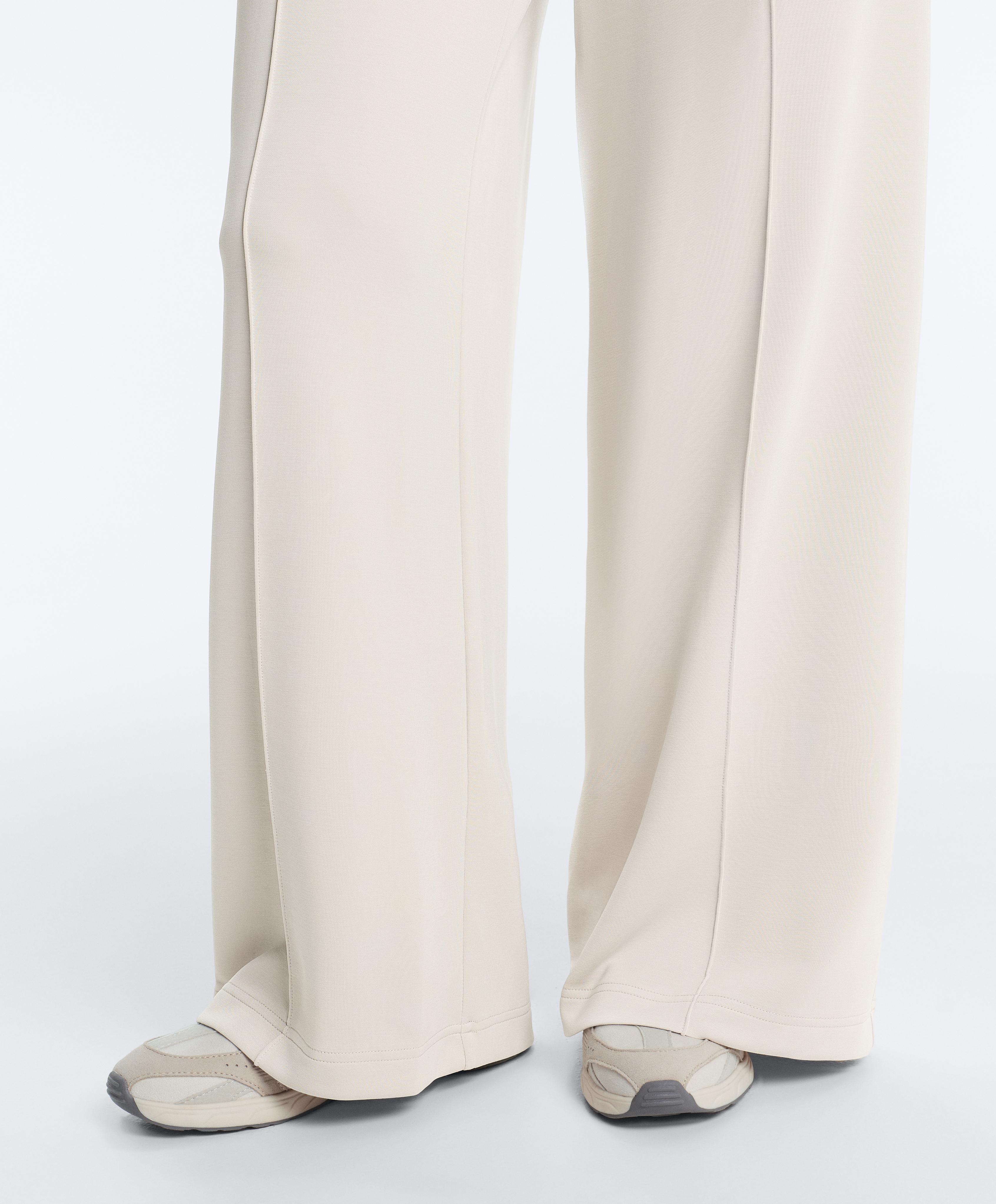Straight-leg trousers with modal and crease — PALE MINK