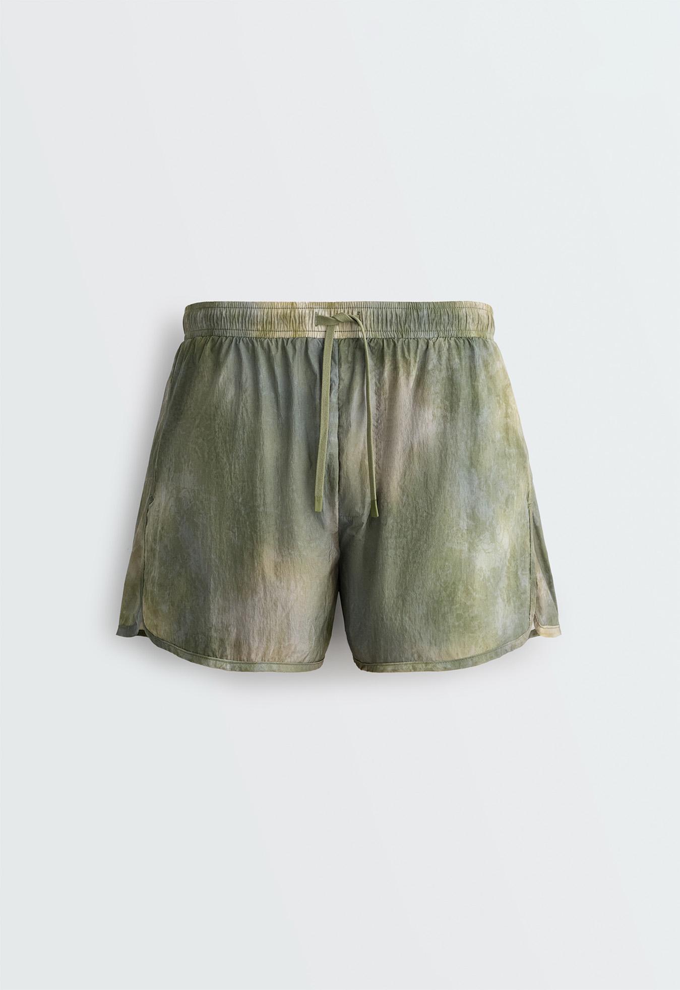 Printed mid rise 2-in-1 technical shorts — KHAKI