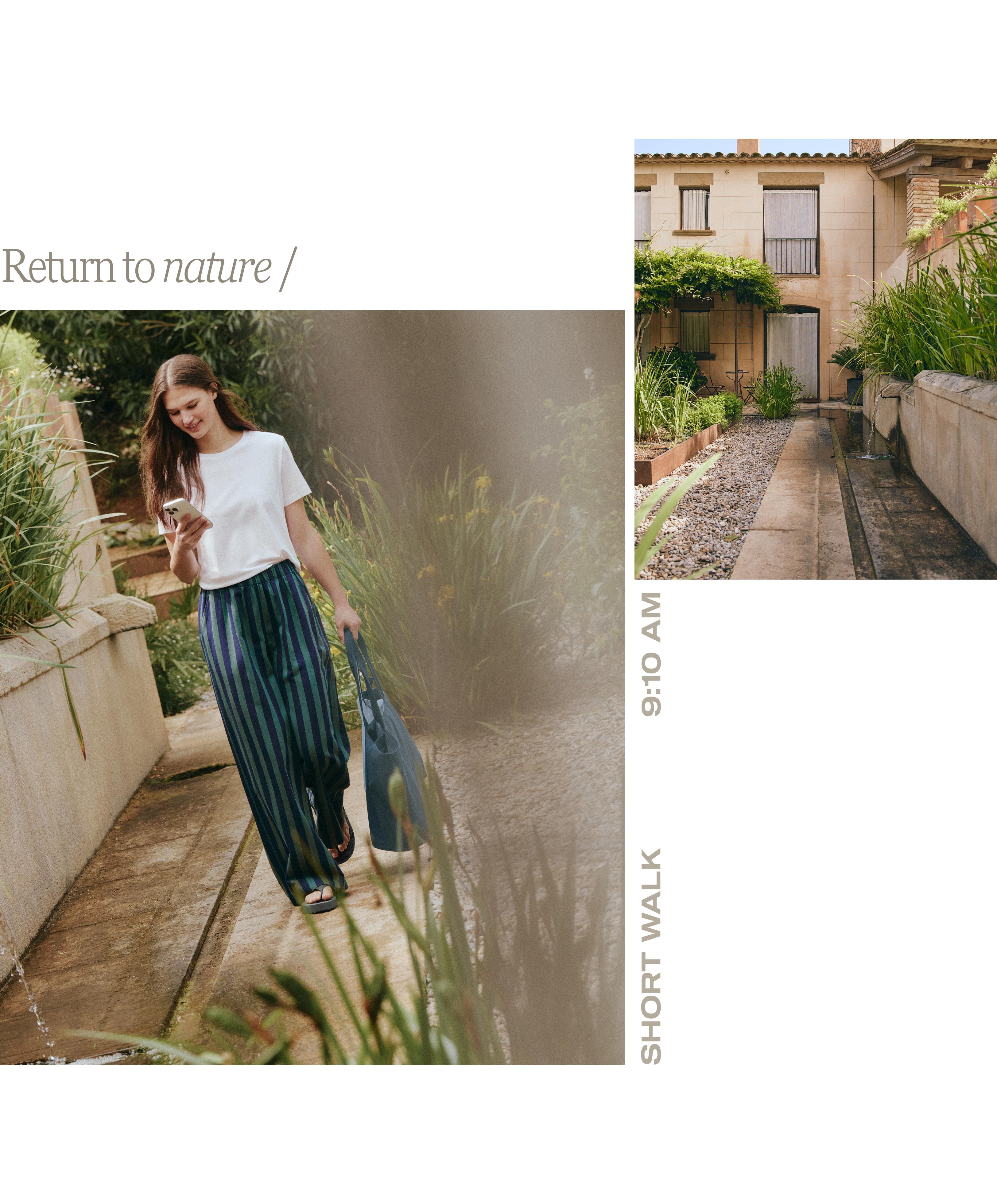 Wide-leg cotton blend striped trousers — GREEN