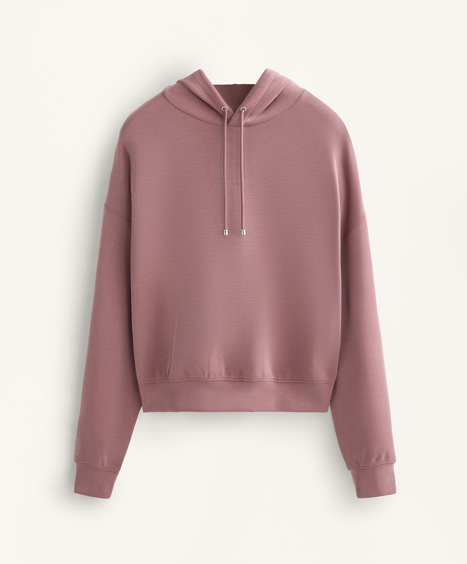 Boxy hoodie with brushed modal — PINK-MAUVE