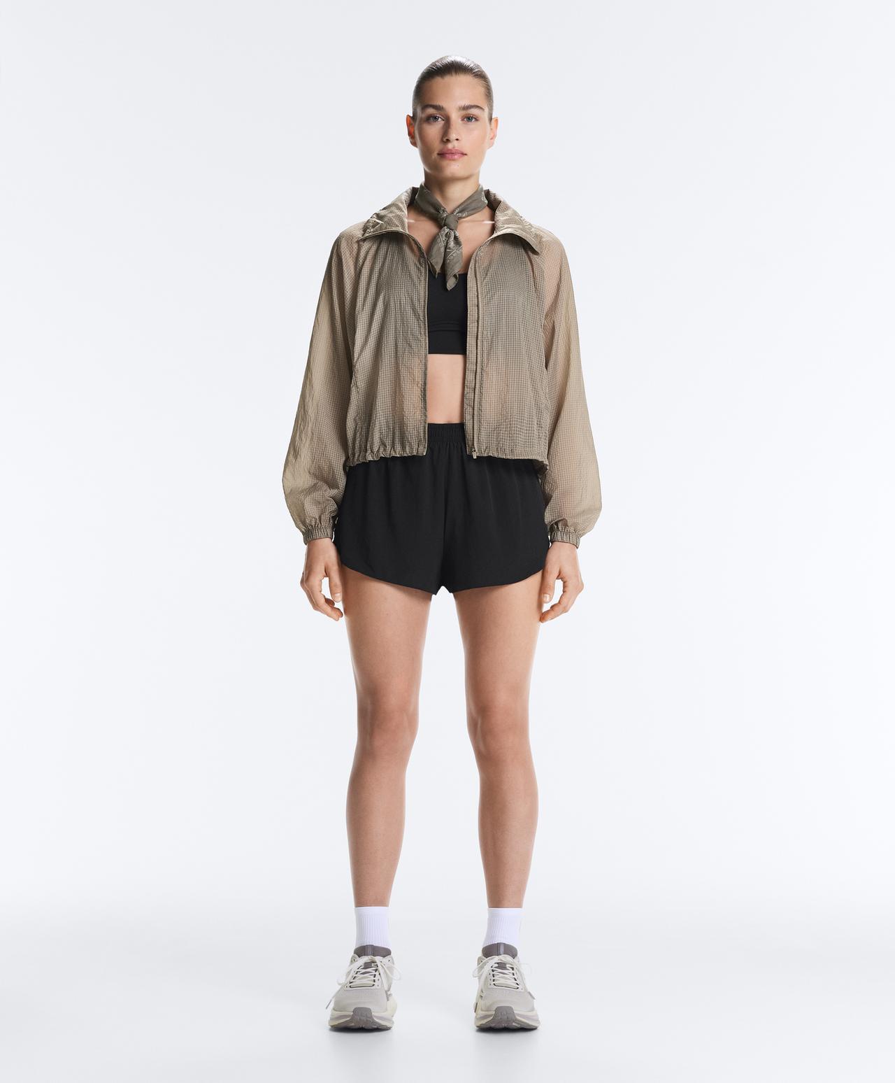 Check track jacket — MINK GREY