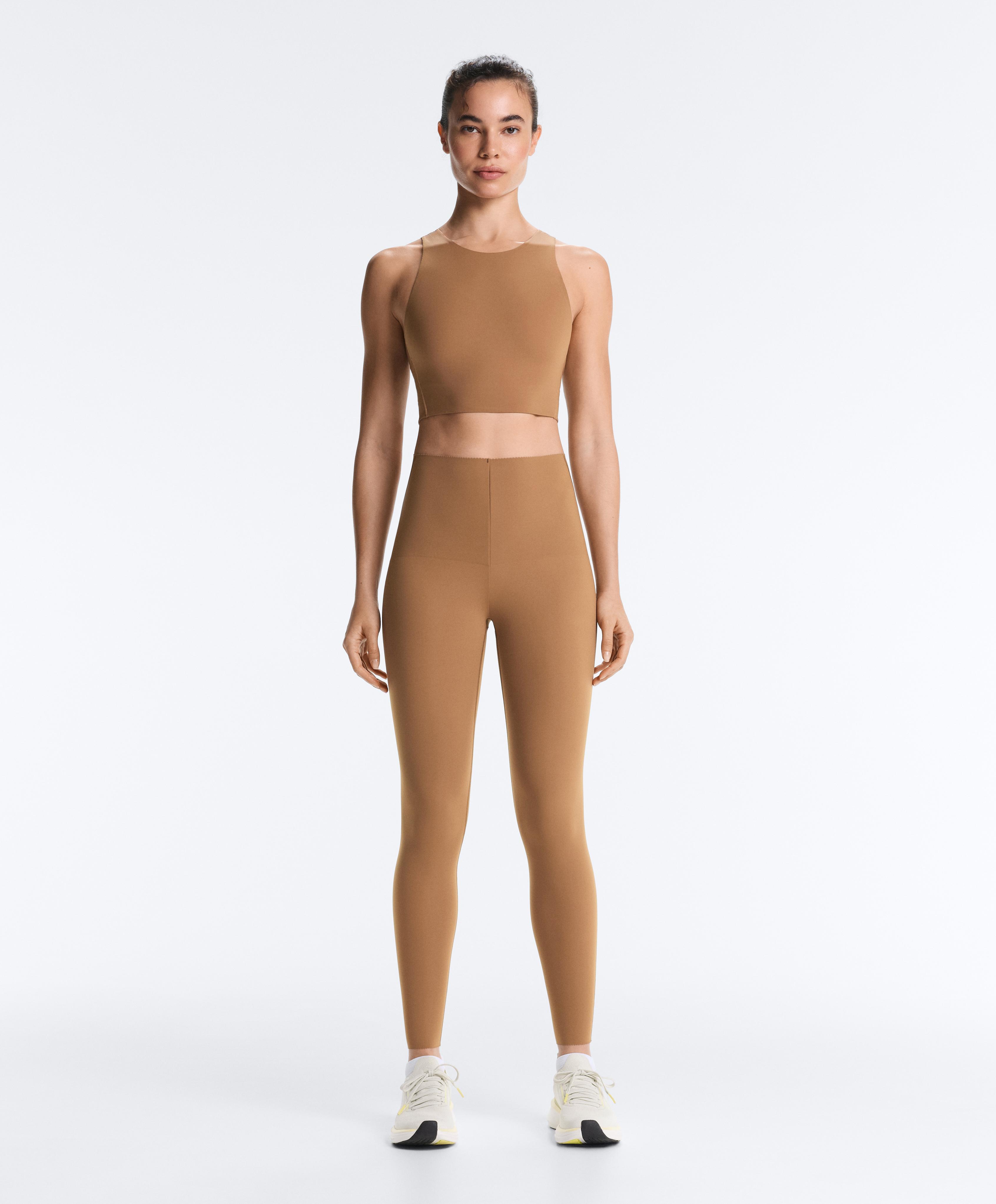 Light Touch crossover back tank top — PALE BROWN