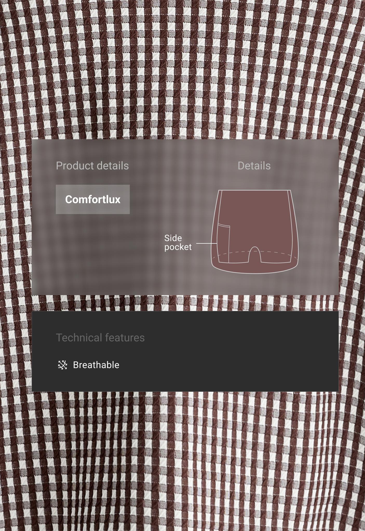 Comfortlux high-rise gingham mini skirt — DARK REDDISH‑BROWN