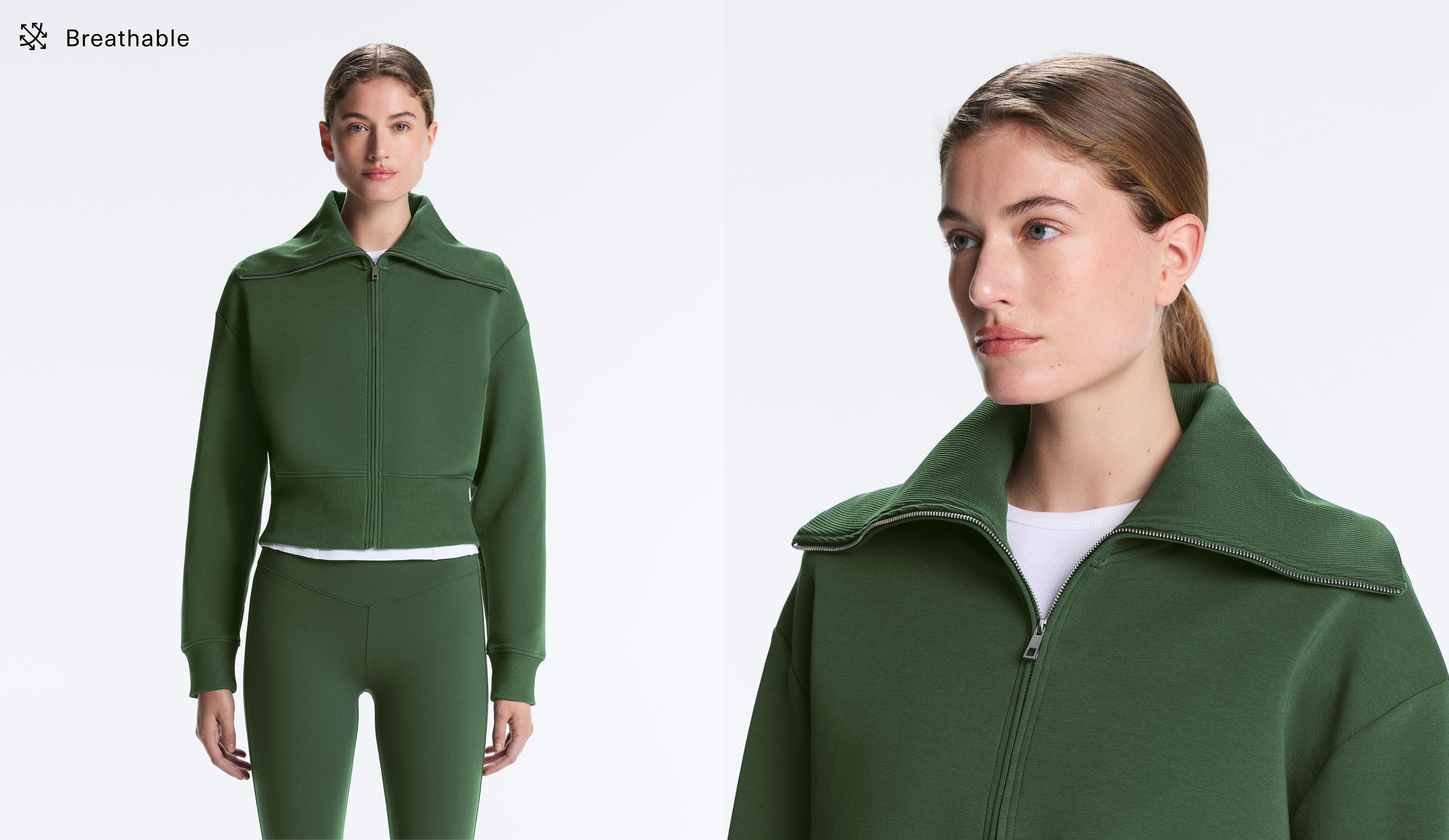 Cotton blend raised neck jacket Cotton blend raised neck jacket