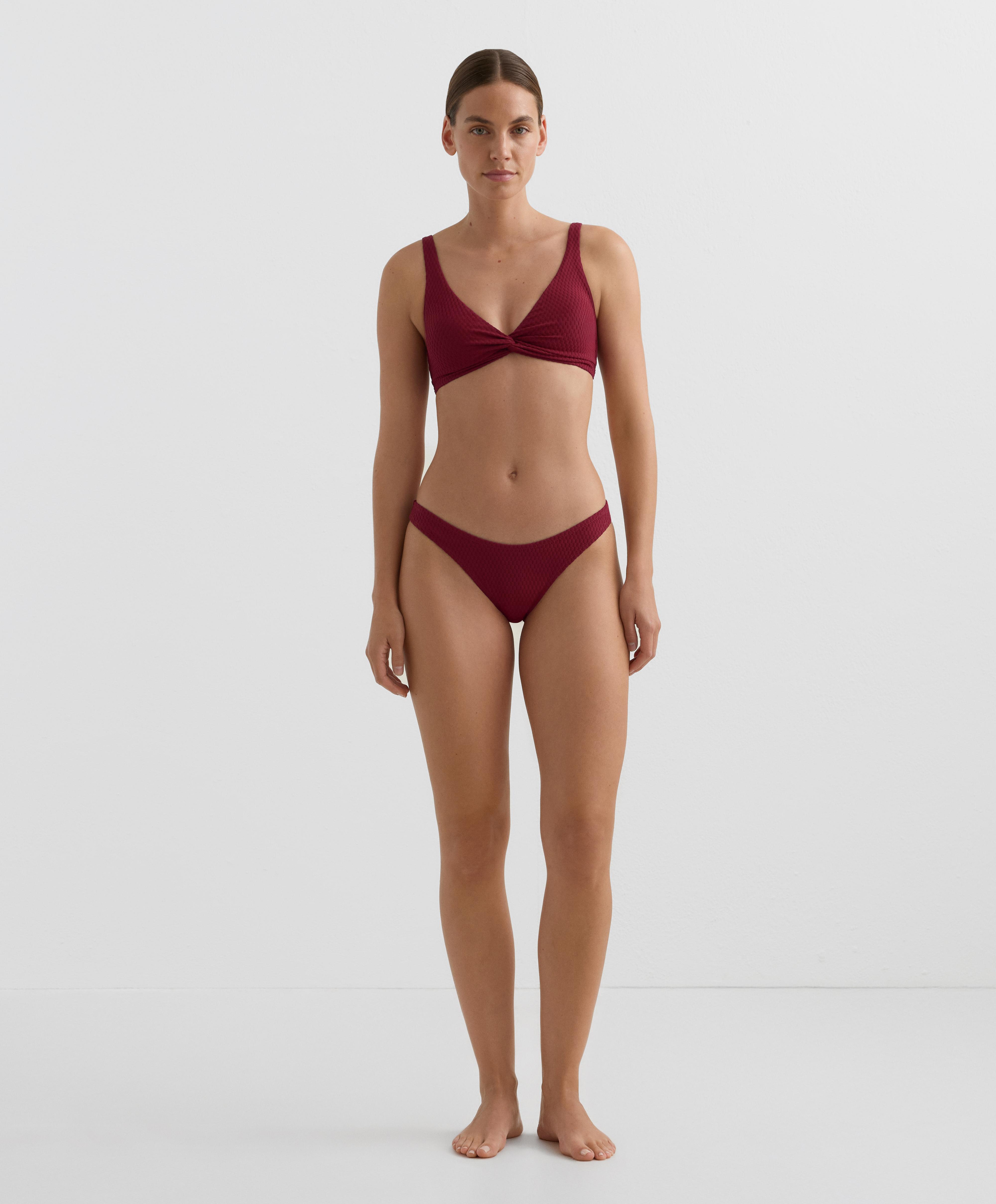 U-cut mini check jacquard Brazilian bikini briefs — PALE PLUM