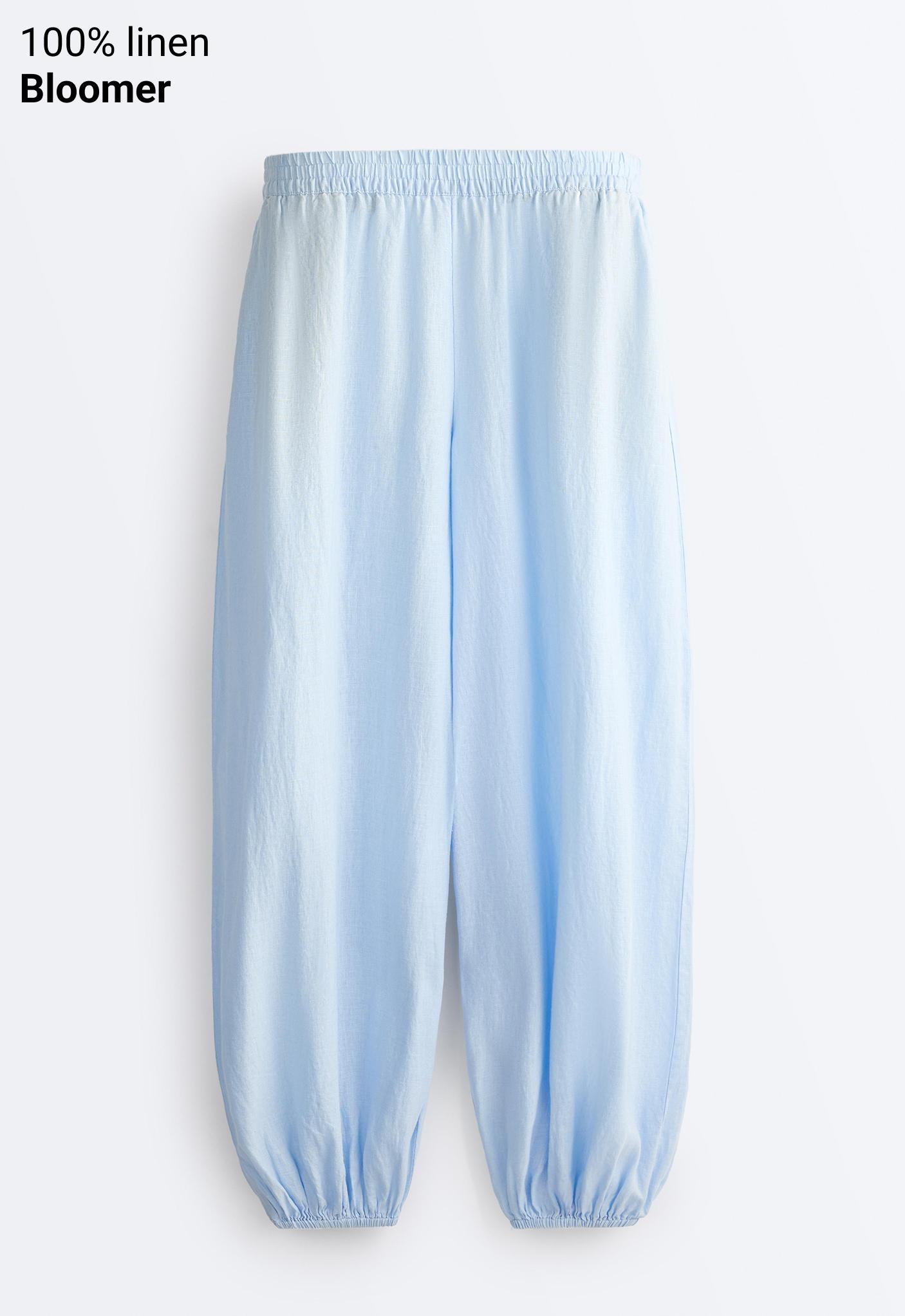 100% linen bloomer trousers — SKY BLUE