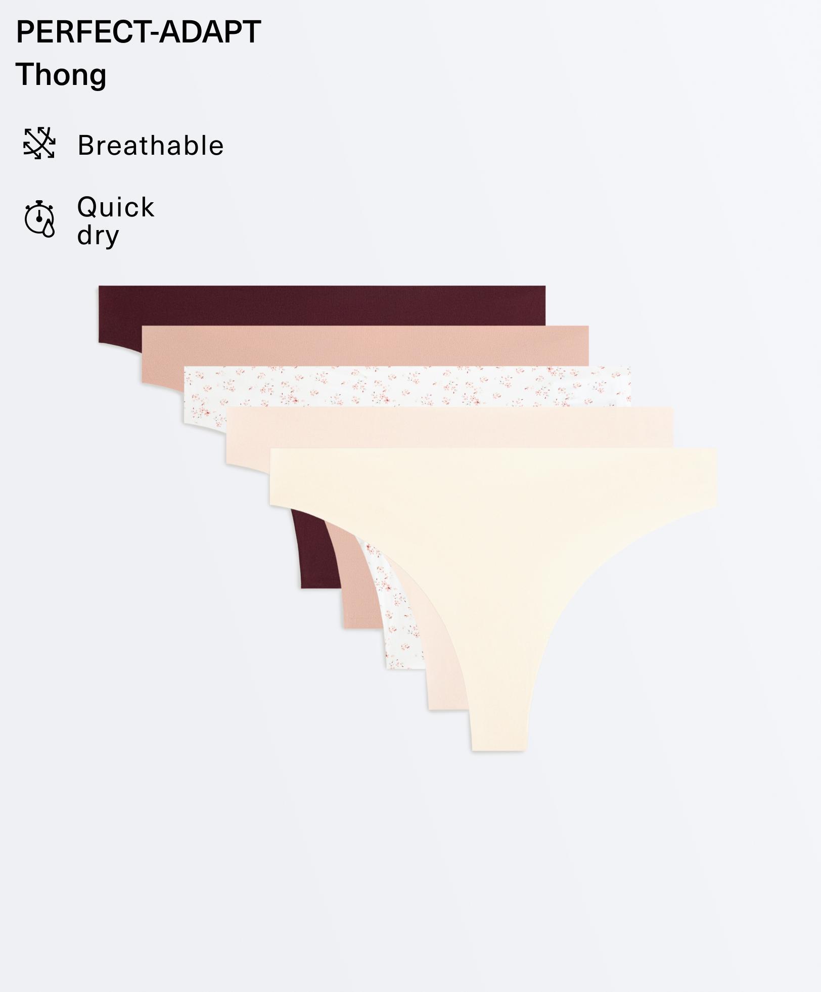 5 invisible laser-cut polyamide blend thongs — SOFT PINK