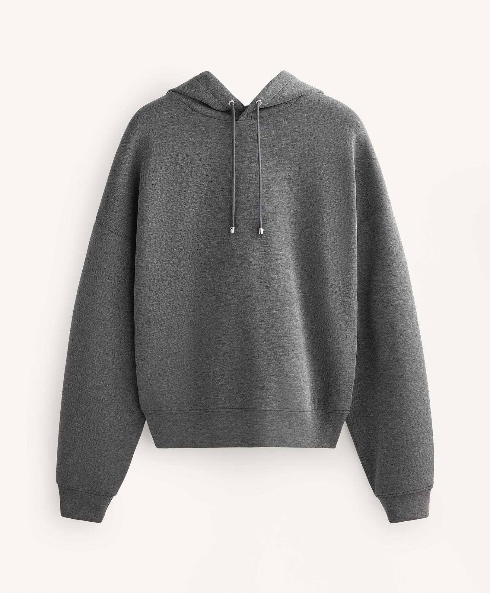 Boxy hooded sweatshirt with brushed modal marl — ASPHALT GREY