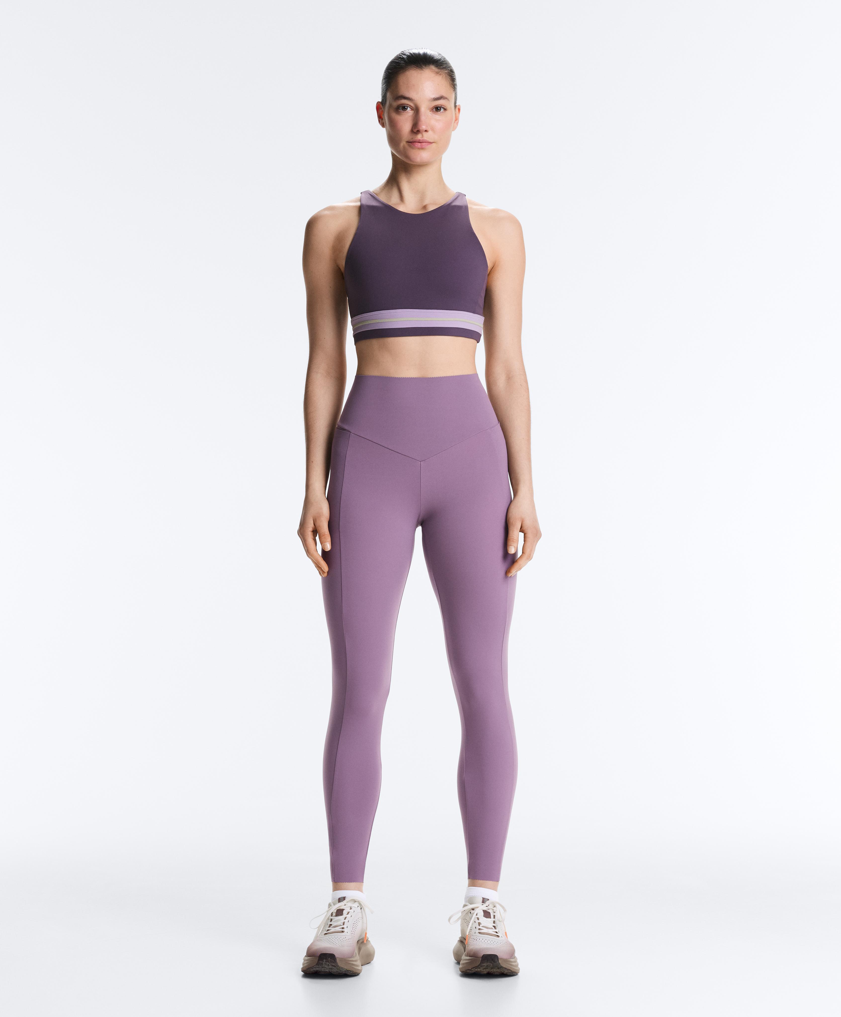 Compressive high-waisted pocket ankle-length leggings — DUSTY VIOLET