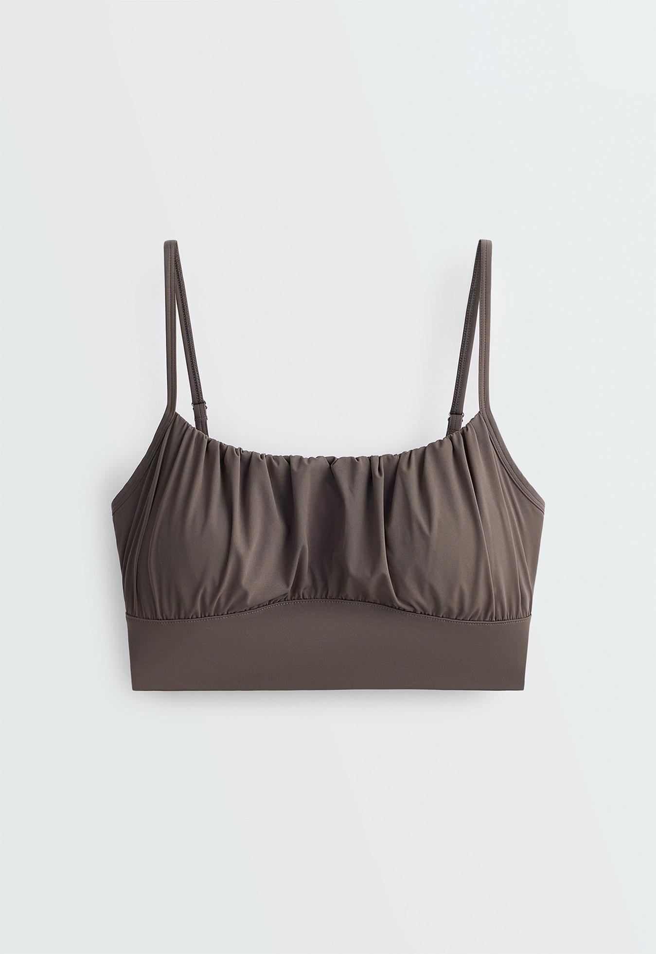 Ruched Light Touch tank top — BROWN-KHAKI