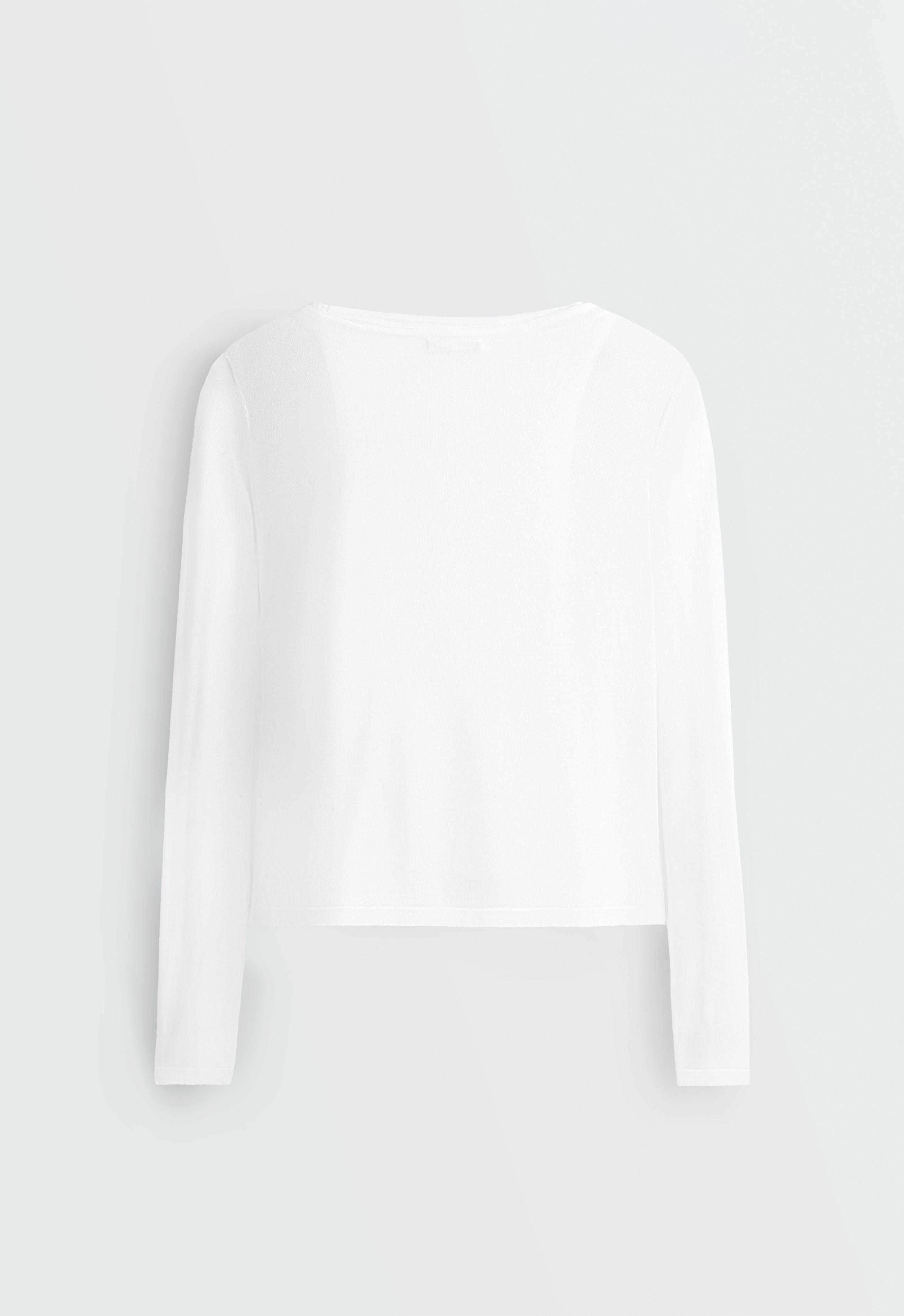 Long-sleeved sheer double-layer top — WHITE