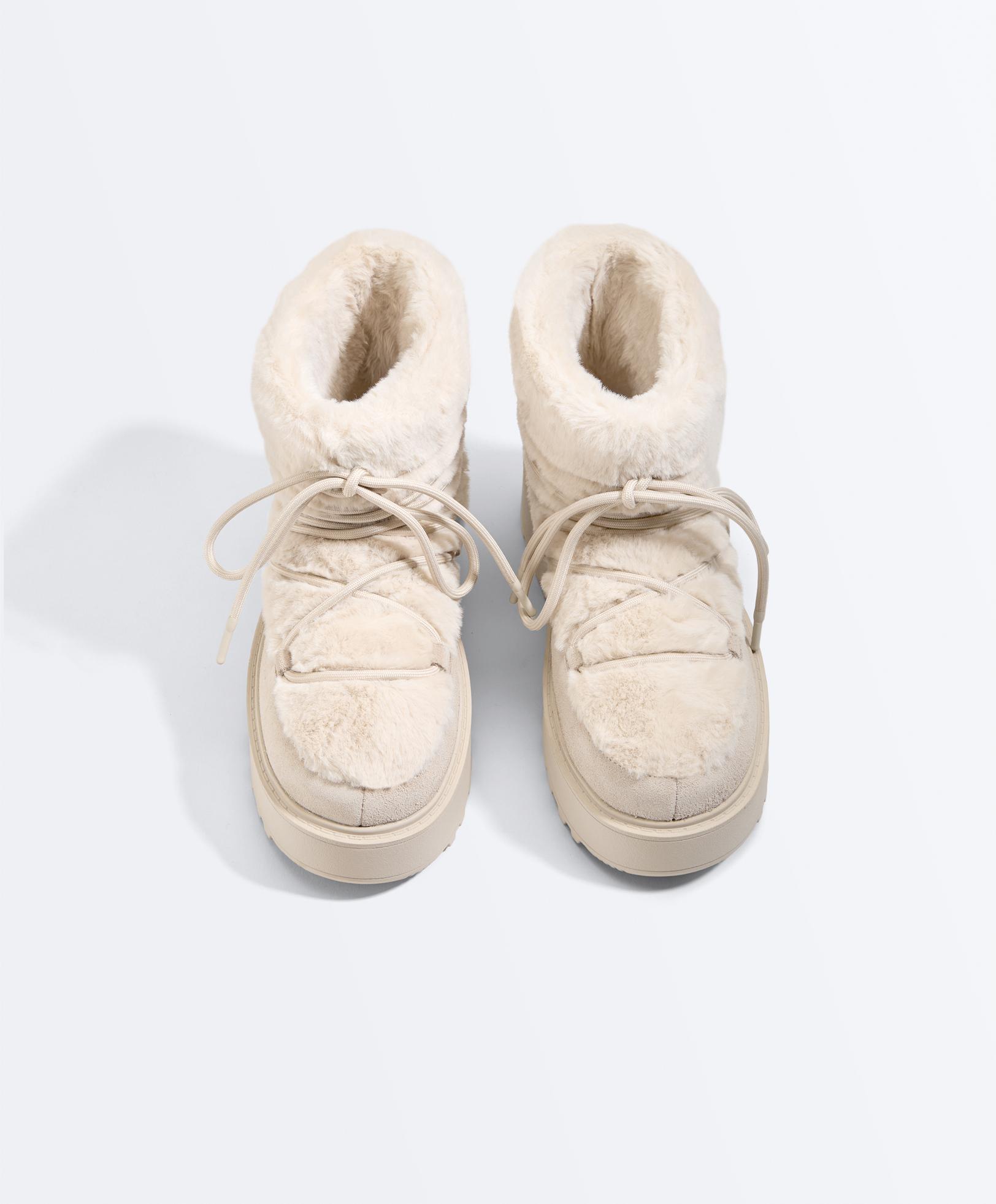 Faux-fur lace-up split-leather boots - Sale Faux-fur lace-up split-leather boots - Sale