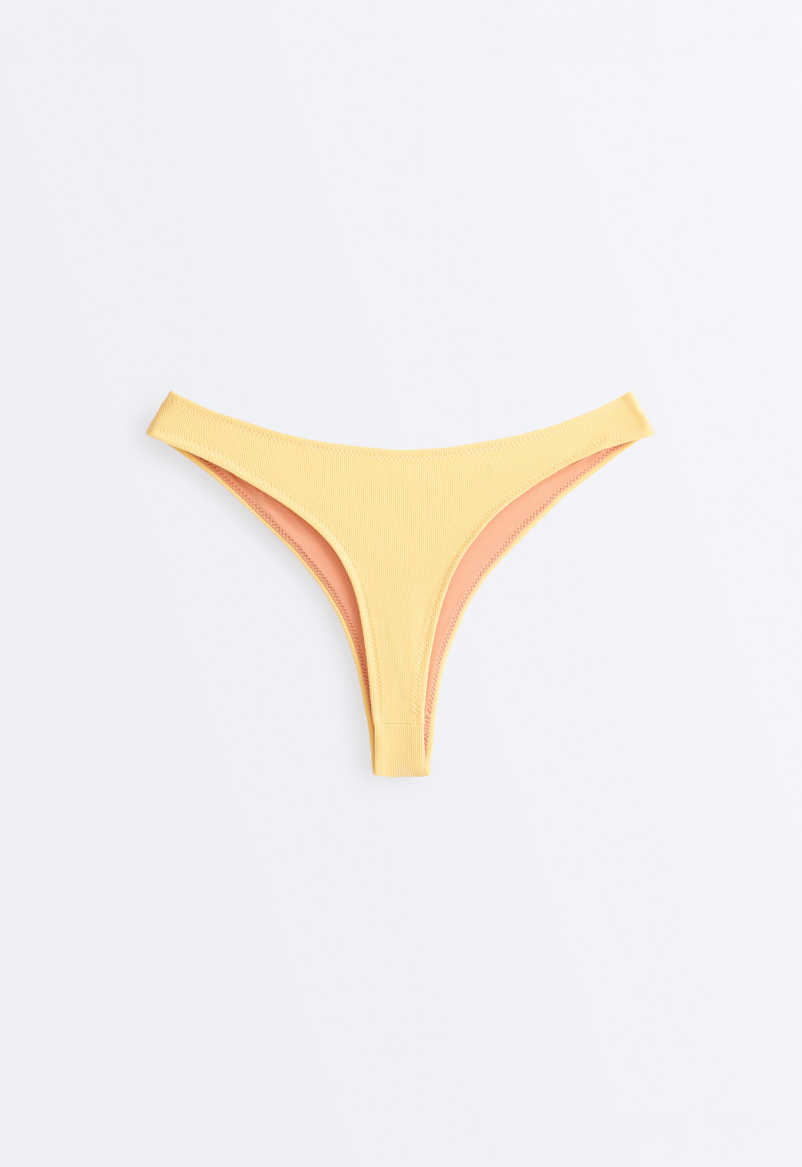 Ribbed U-cut Brazilian bikini briefs — SOFT YELLOW