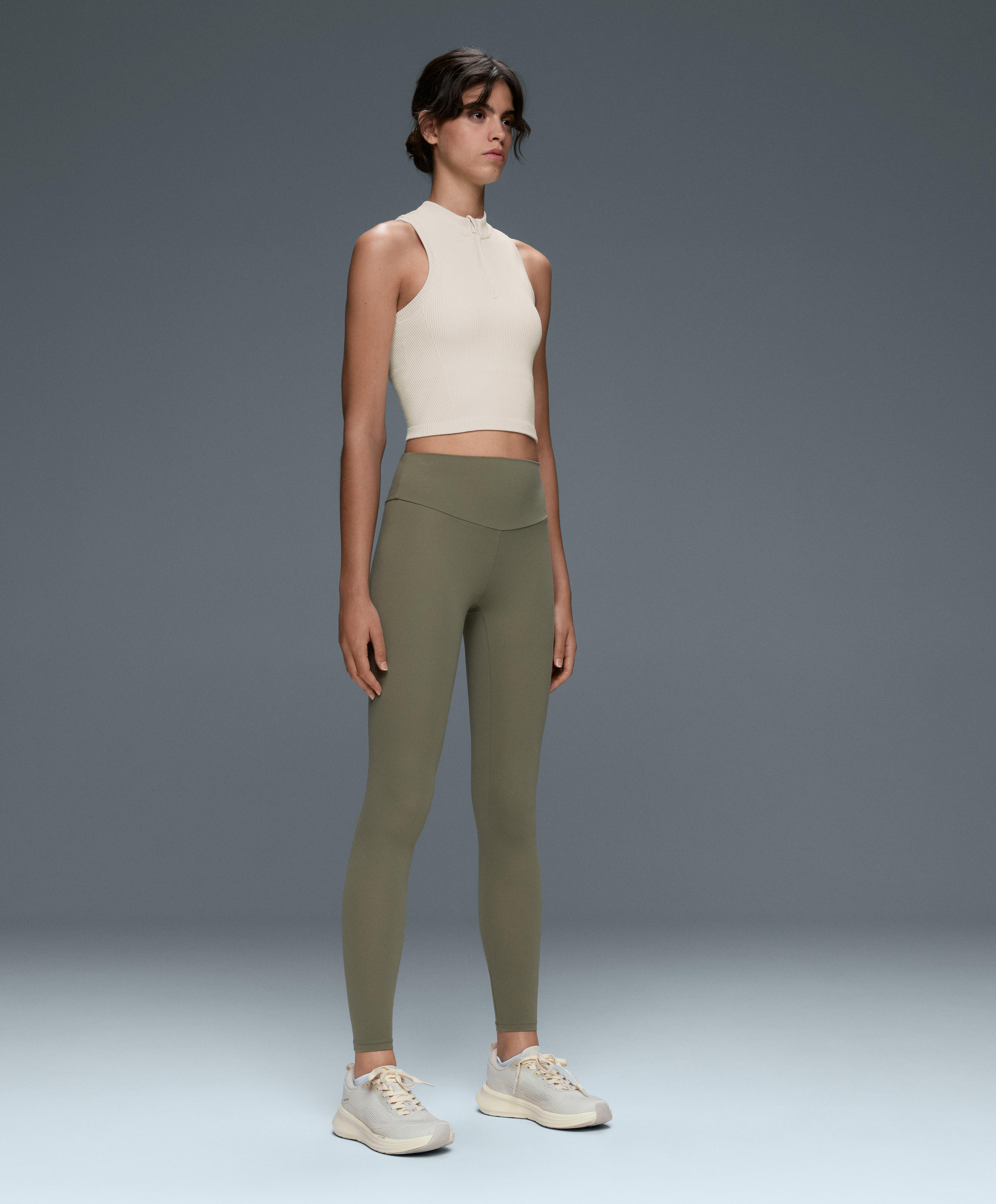 Sleeveless seamless rib tank top with half-zip — PALE ECRU