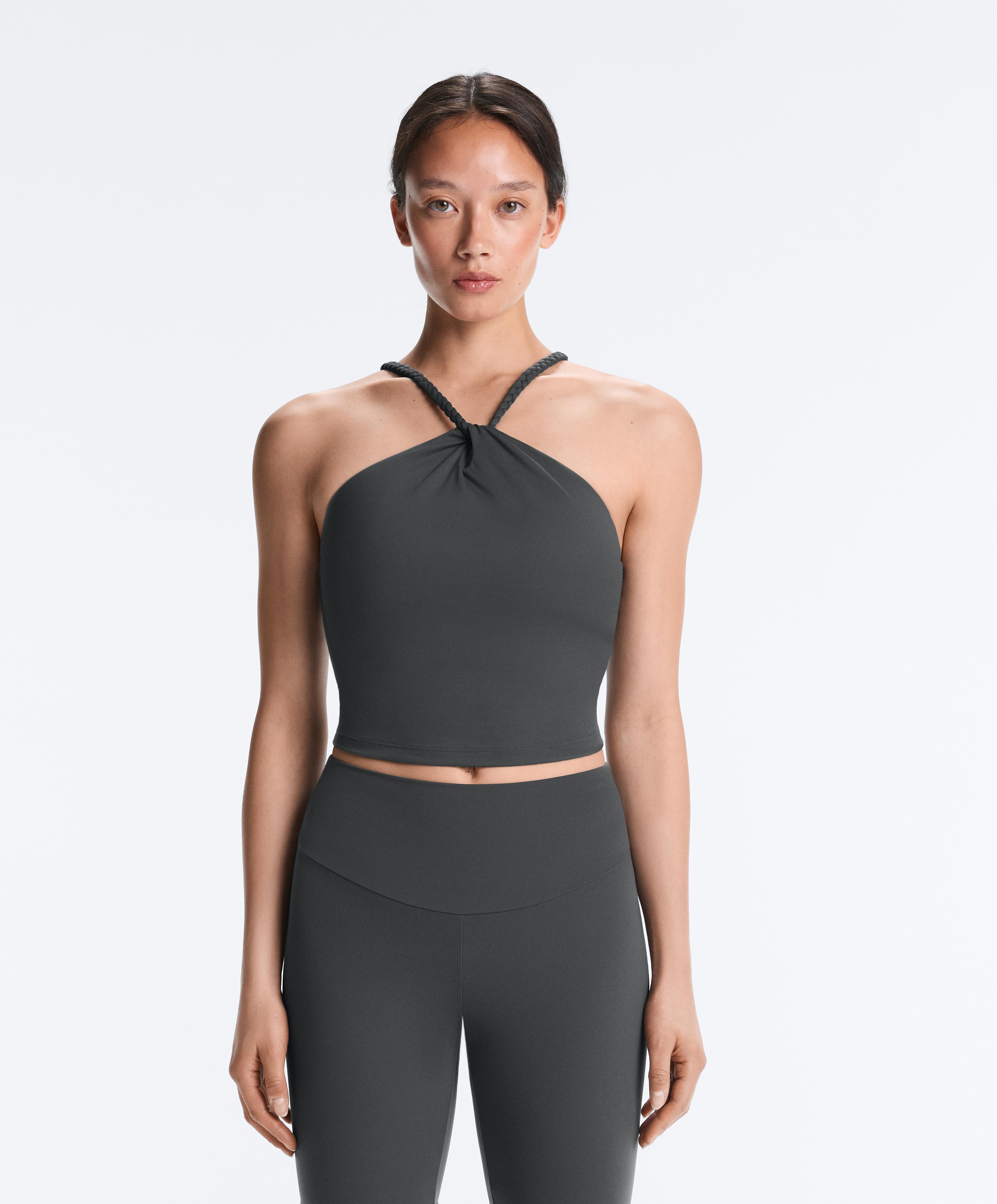 Comfortlux braided halter tank top — STEEL GREY