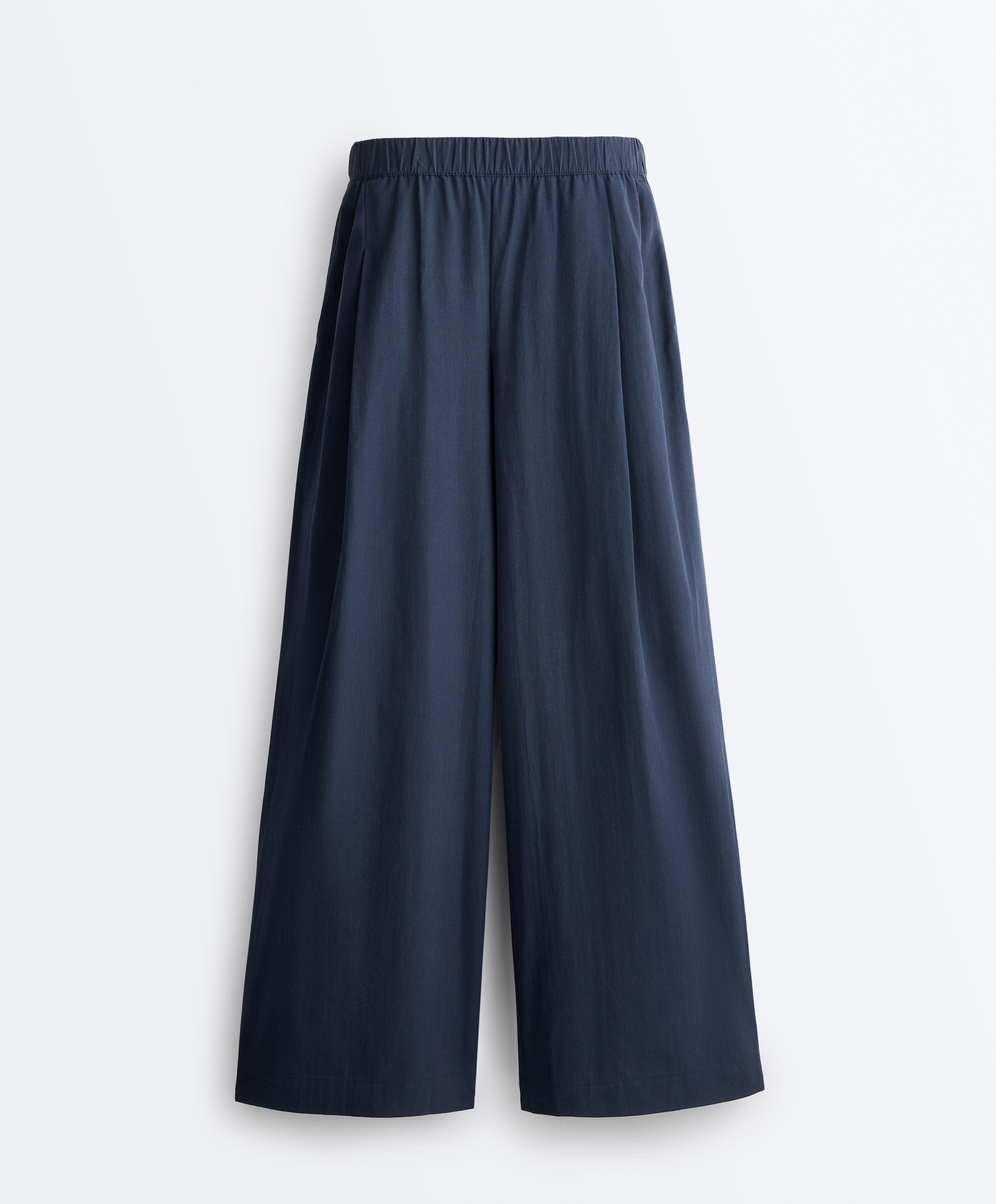 Pantalon large en popeline 100 % coton