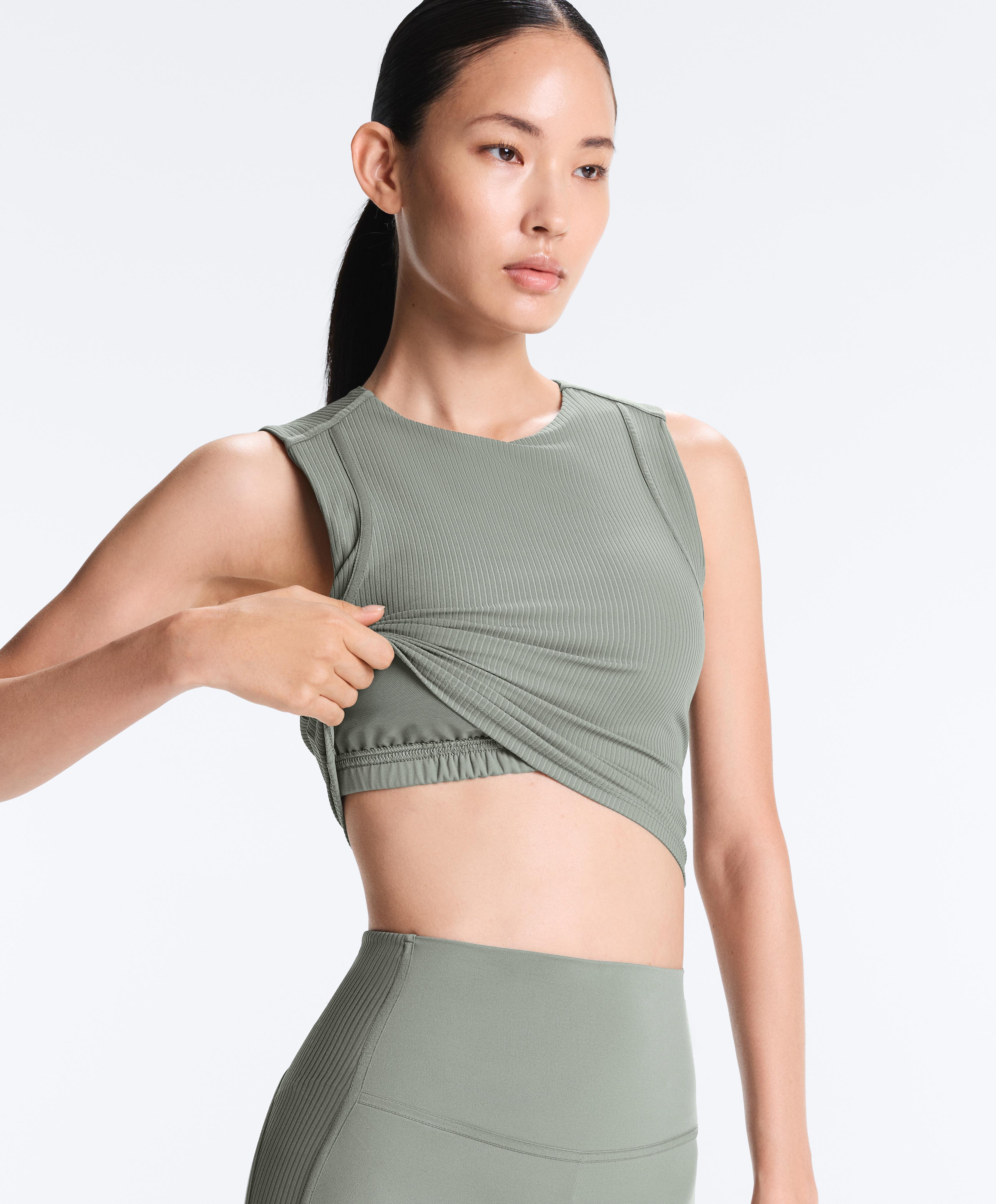 Sleeveless Rib Comfortlux Tank Top — KHAKI-GREY