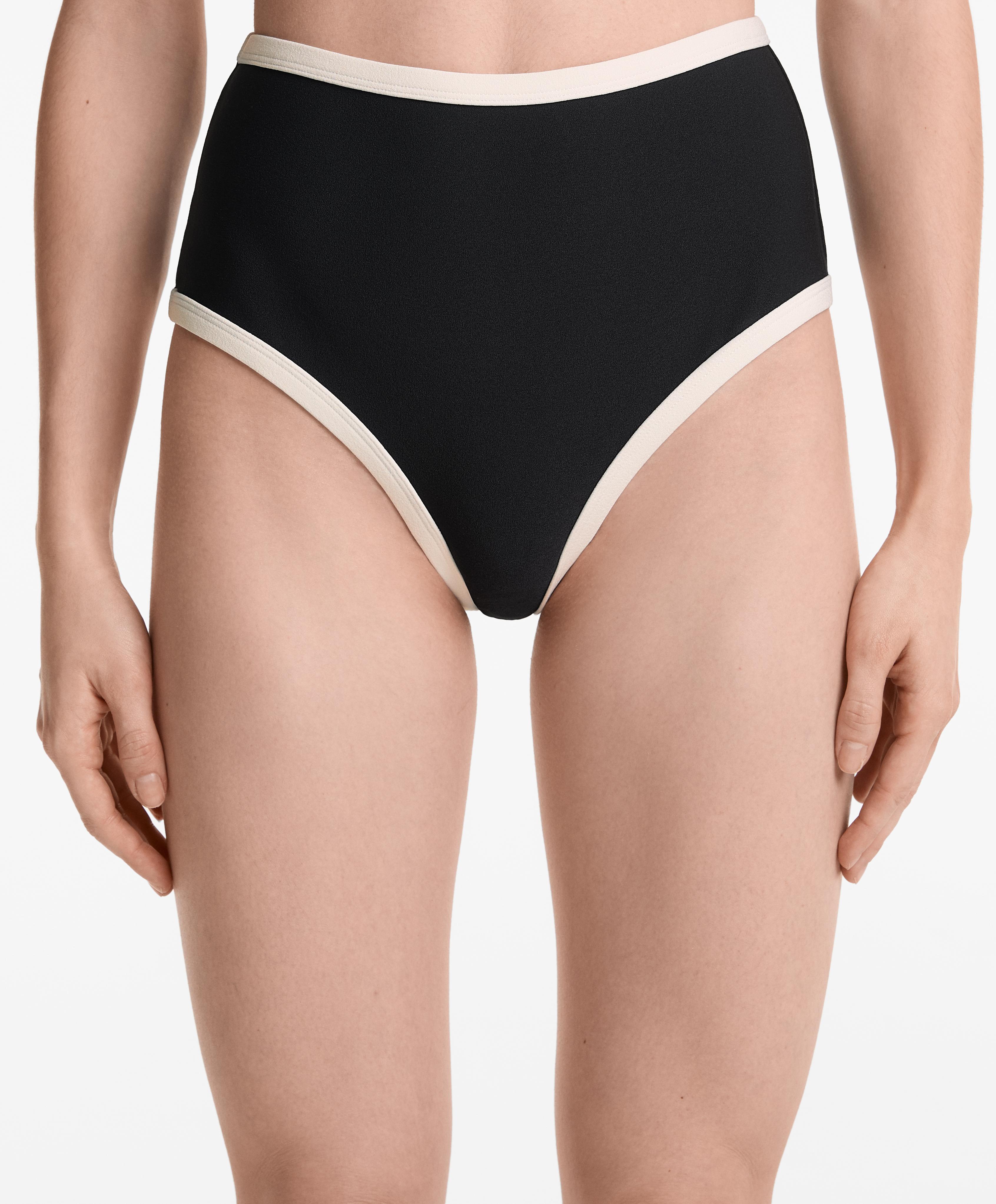 Contrast trim high-waisted bikini briefs