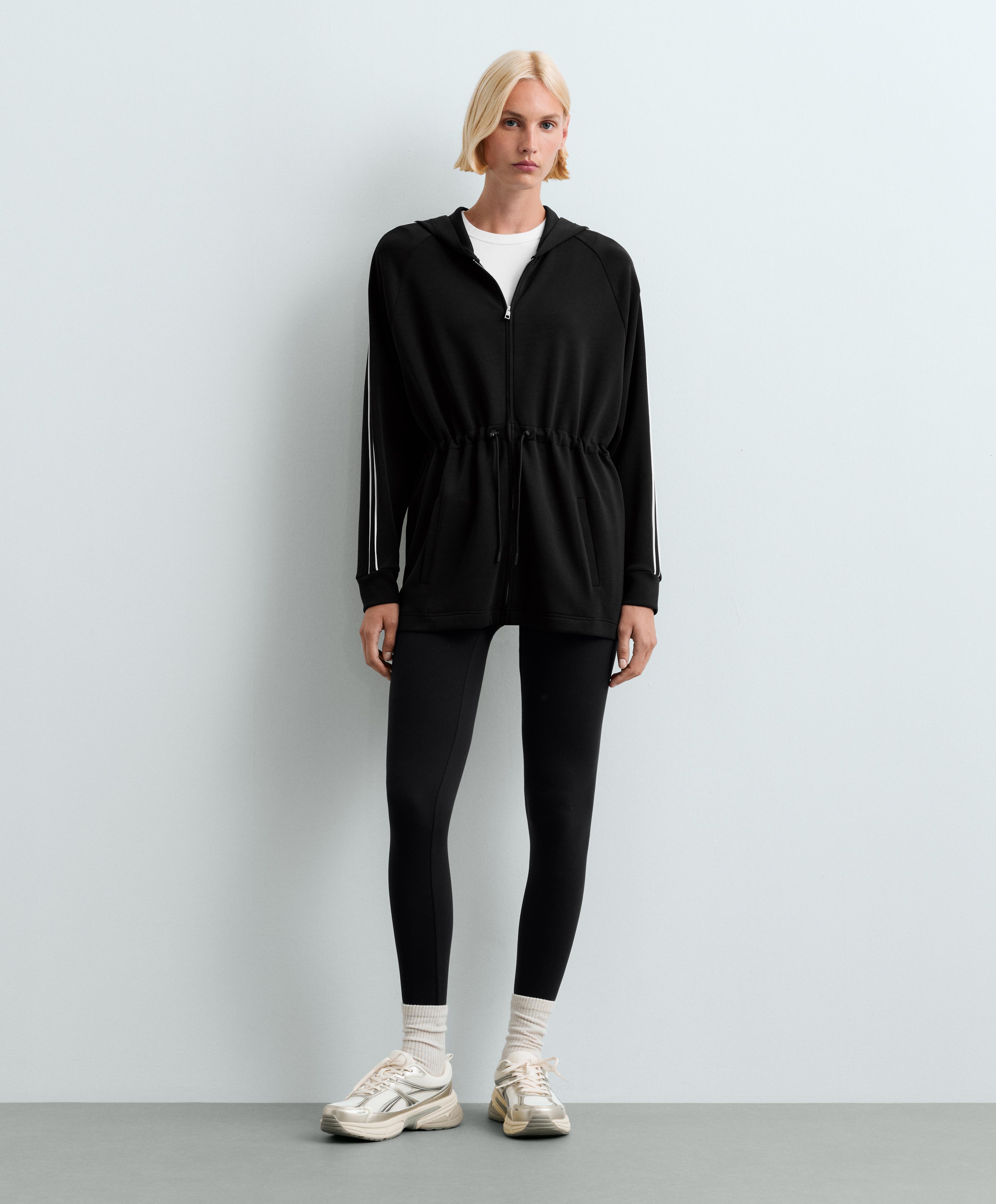 Long modal hooded jacket — BLACK
