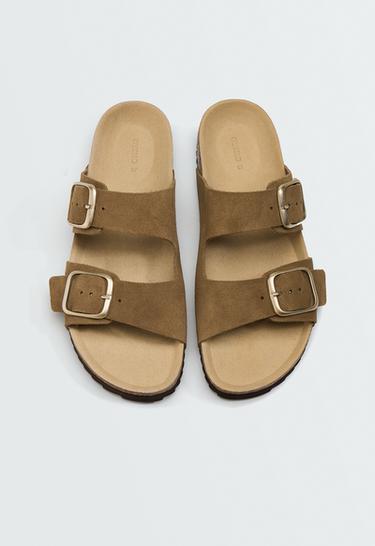Buckle split-leather slides — MOLE 3