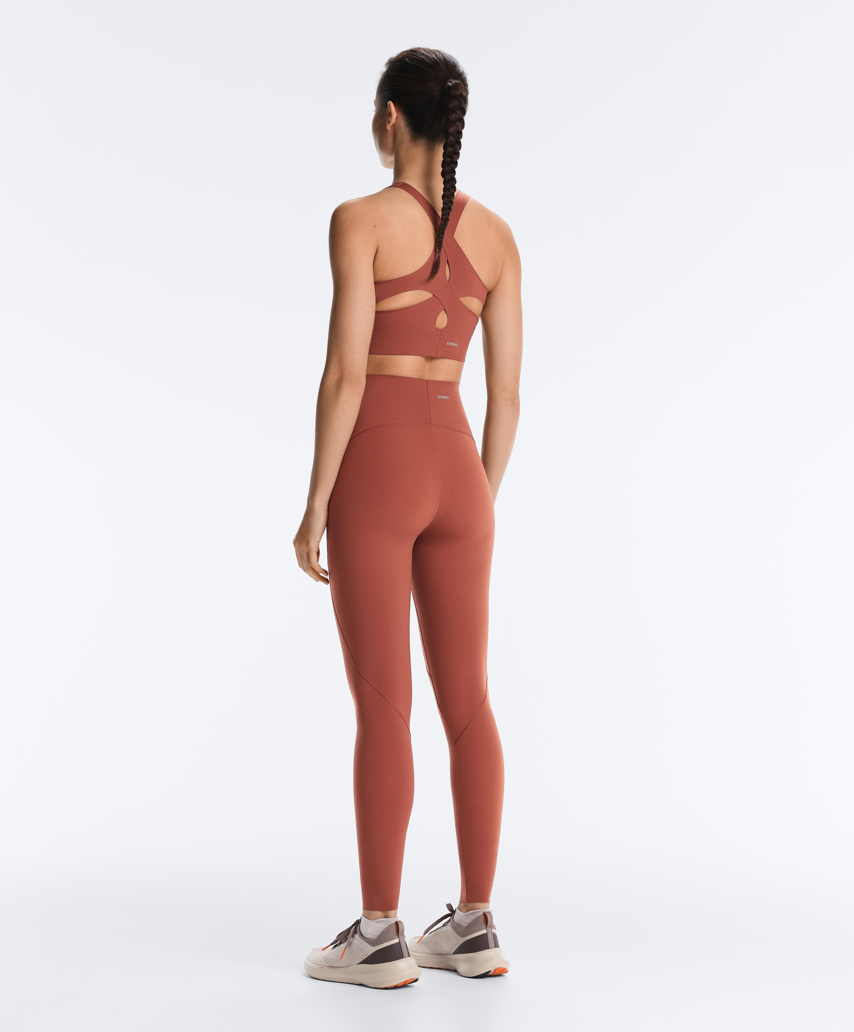 Basic compressive high-waisted ankle-length leggings — WASHED TERRACOTTA