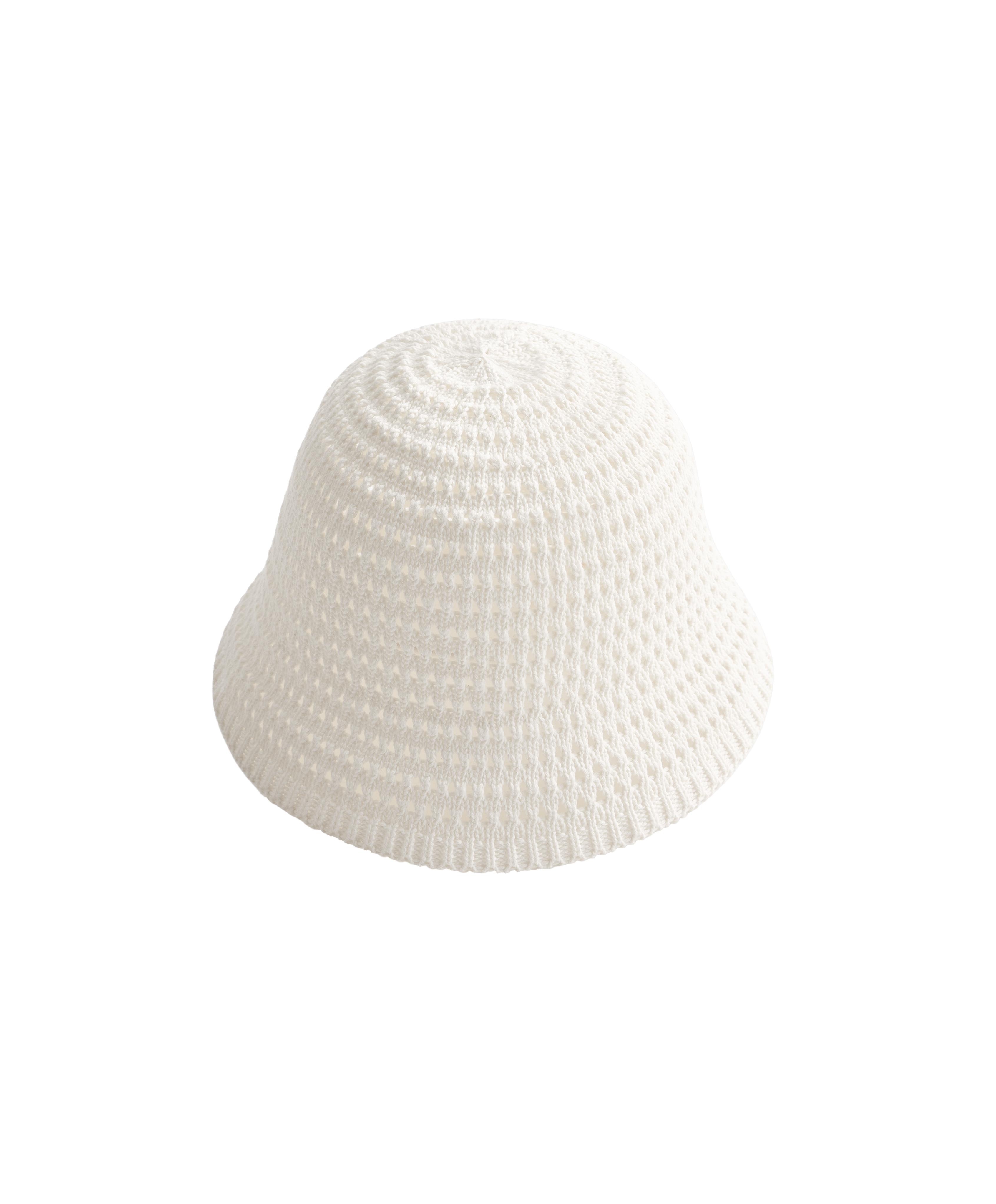 100% cotton crochet bucket hat — PALE BEIGE