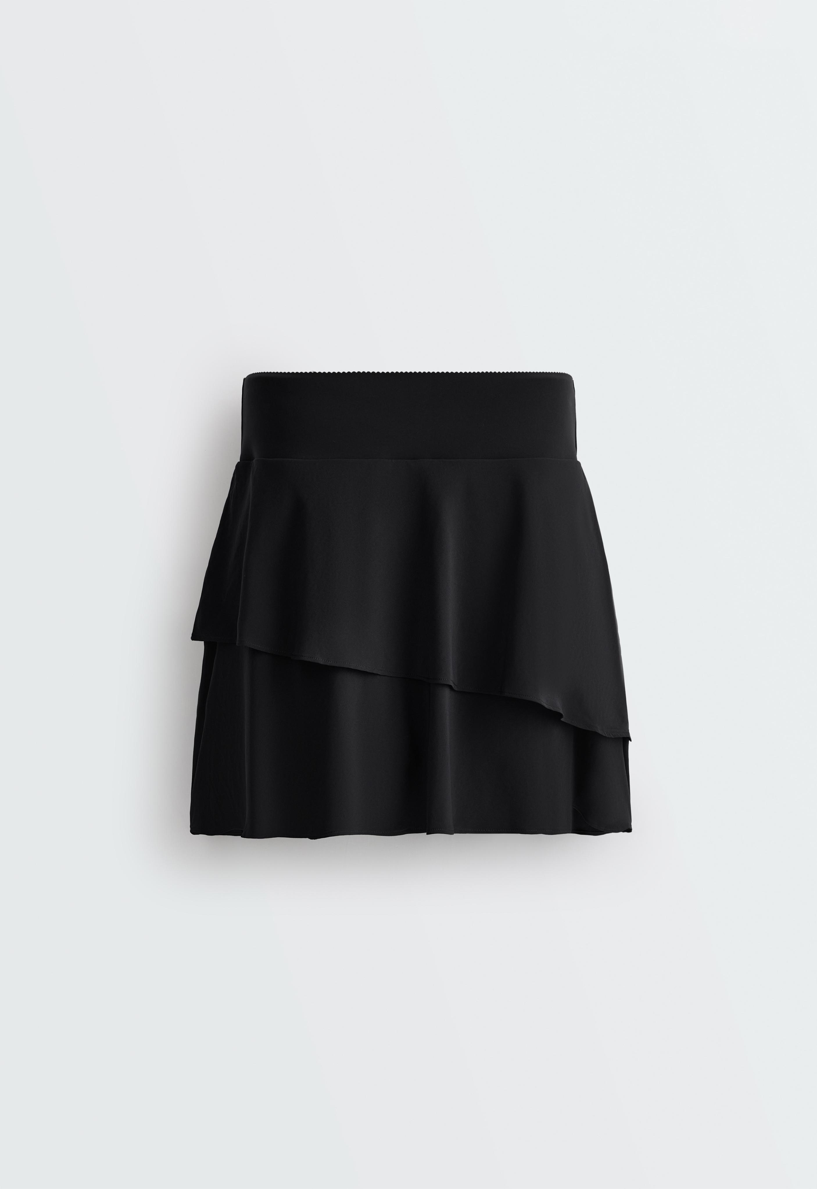 High-rise Compressive frill short skirt — BLACK