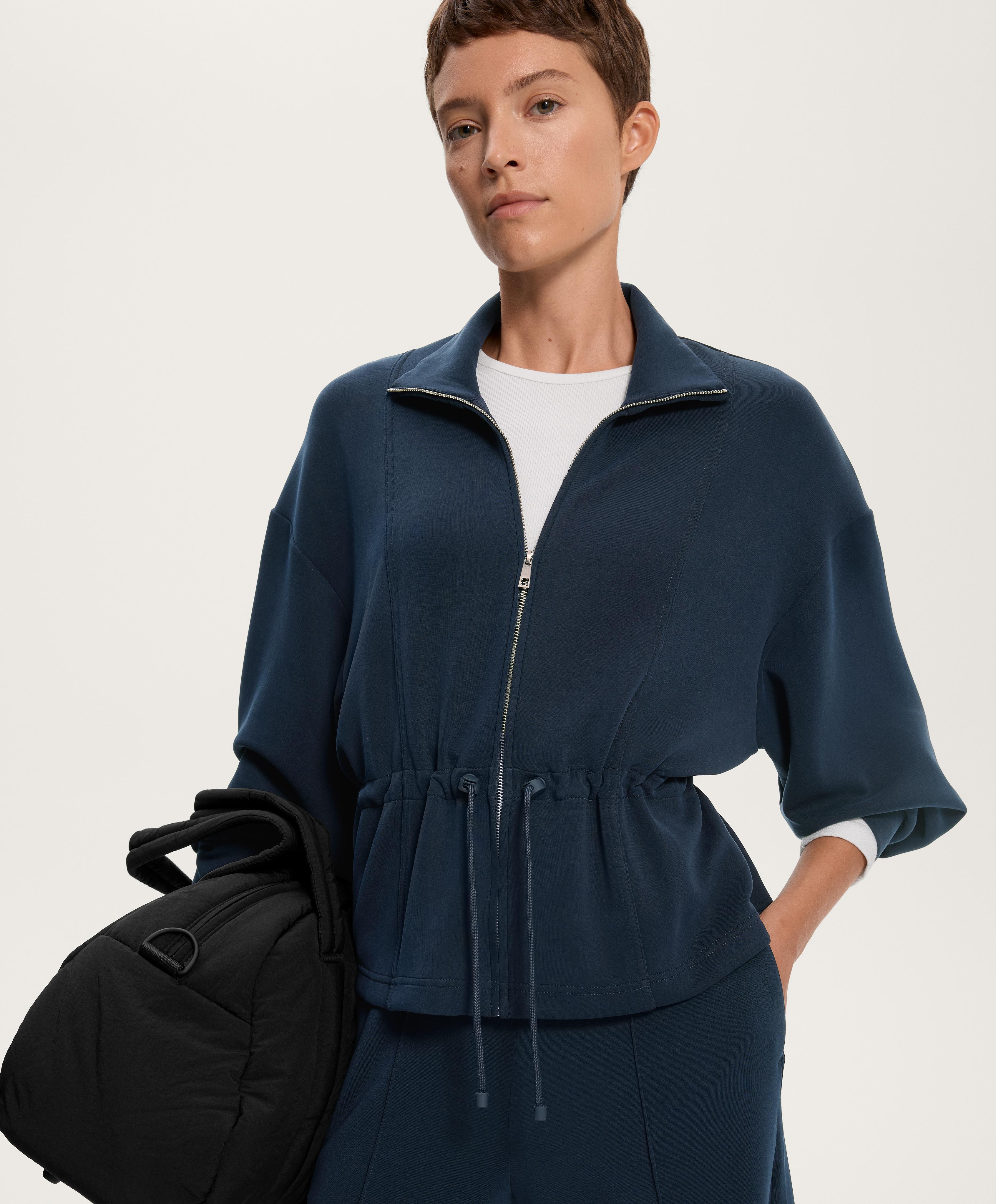 Adjustable waist jacket with soft-touch modal