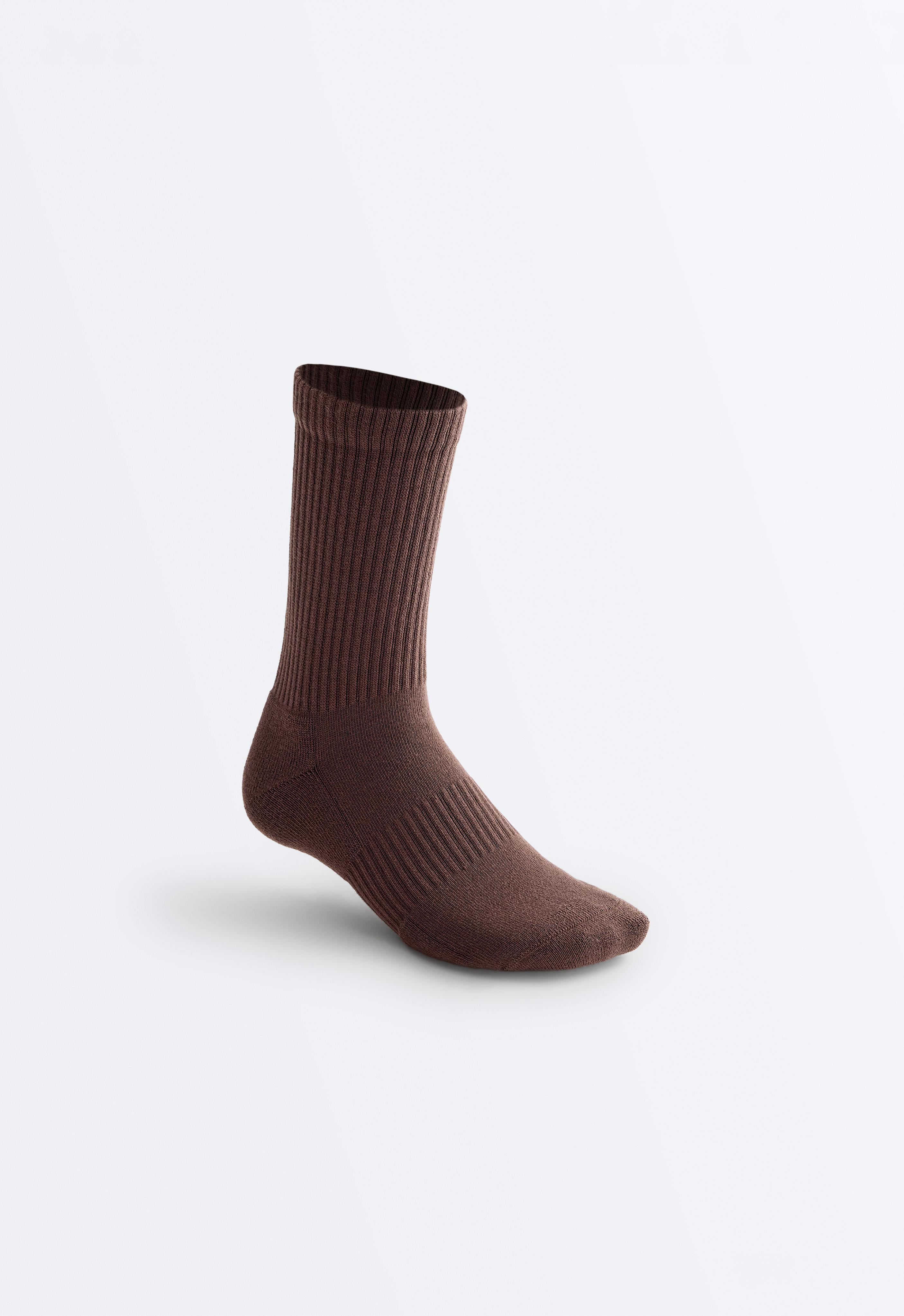 3 pairs of classic cotton blend sports socks — CHOCOLATE