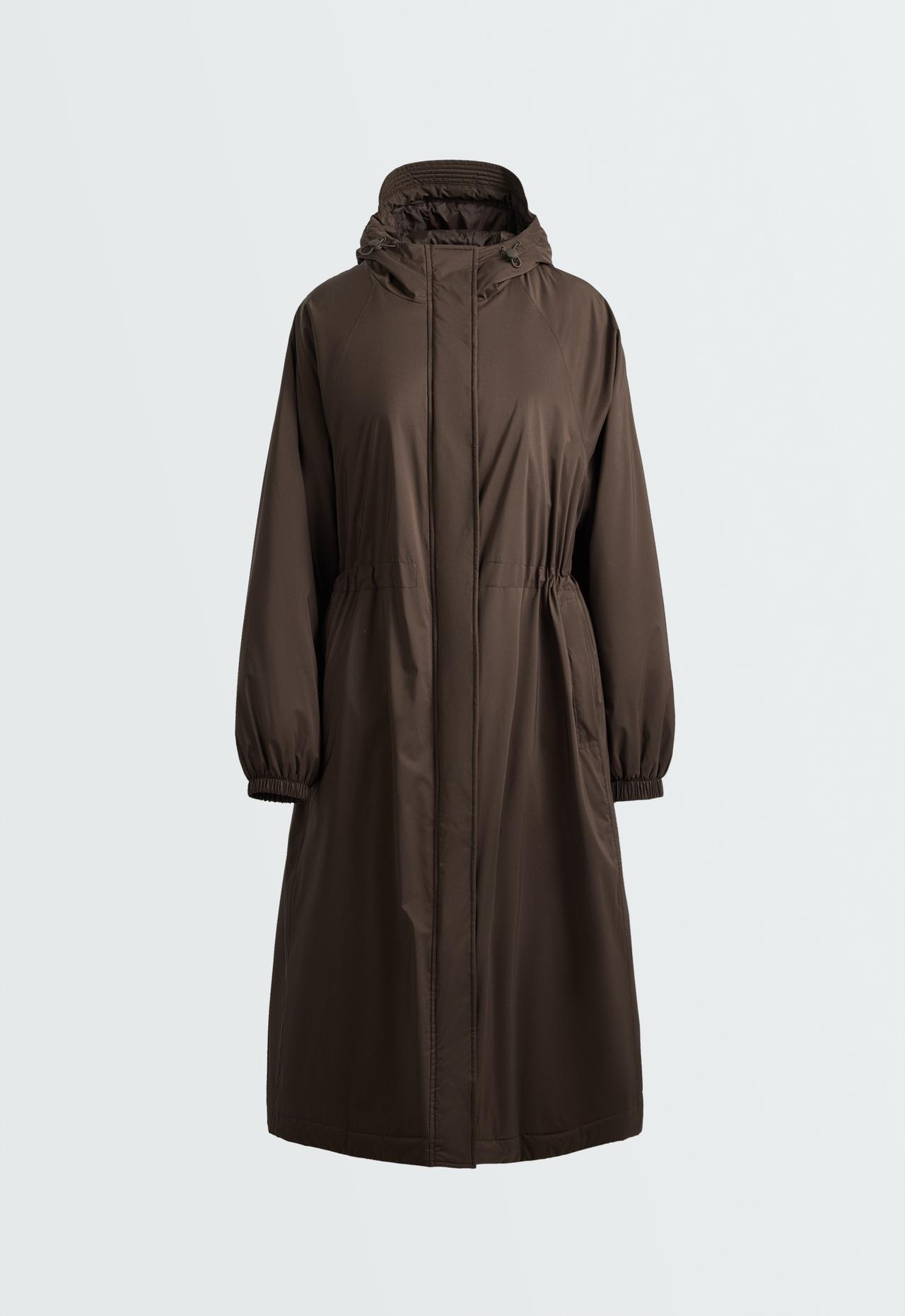 10k Thindown® waterproof super extra-light long padded jacket — BROWN