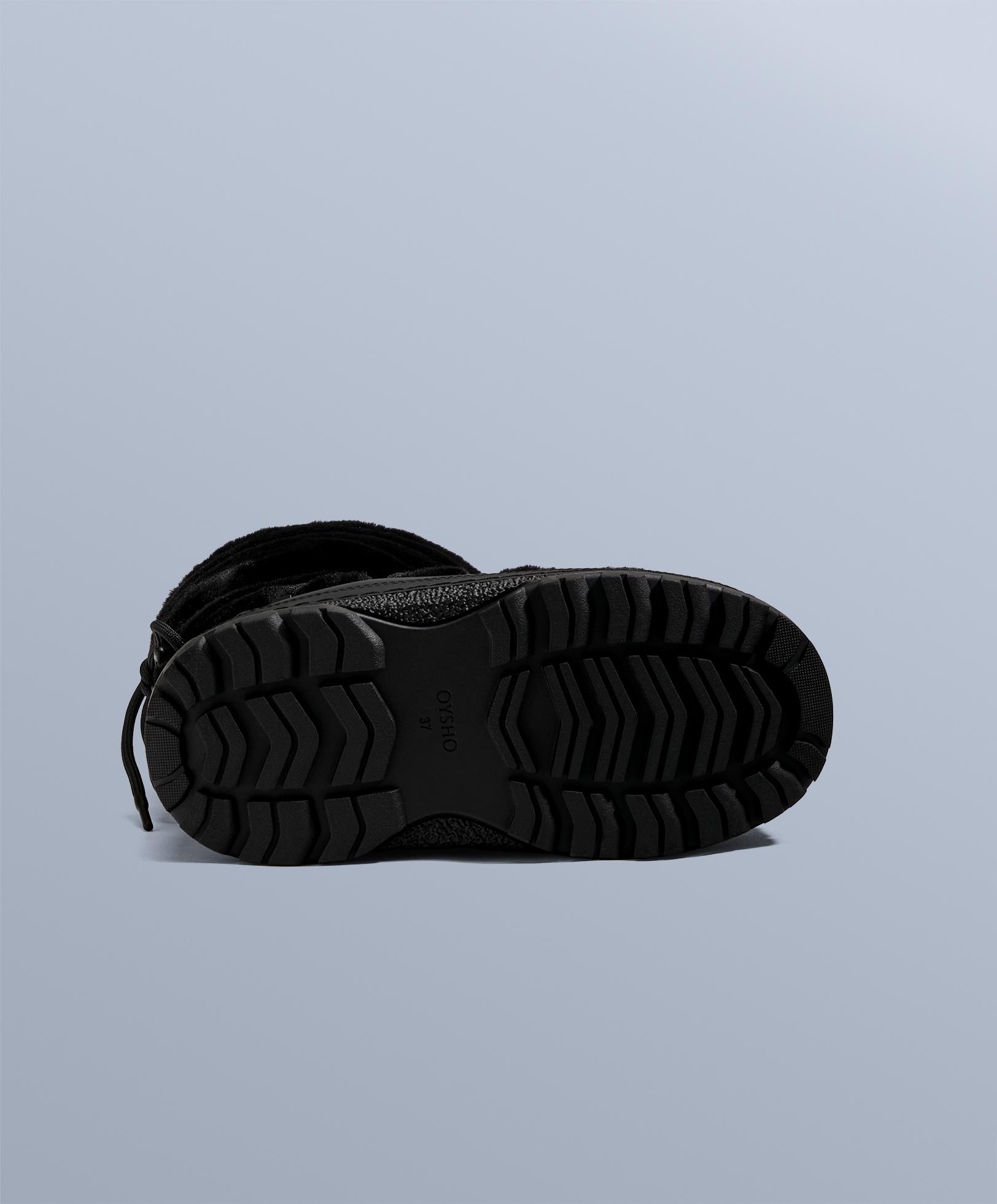 Lace-up technical faux fur boots — BLACK