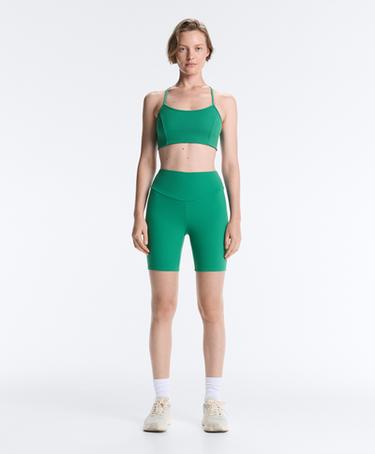 High rise 20cm biker piqué leggings — MID-GREEN MELANGE 3