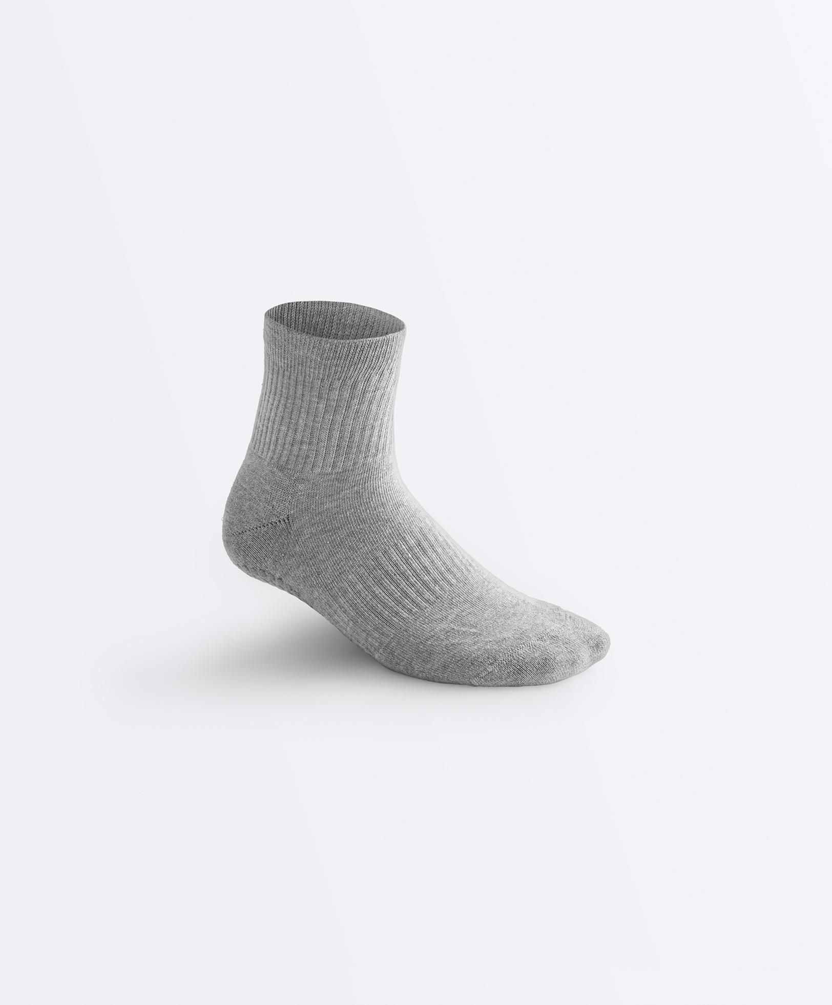 2 pairs of padded cotton quarter yoga and Pilates socks — PALE GREY MELANGE