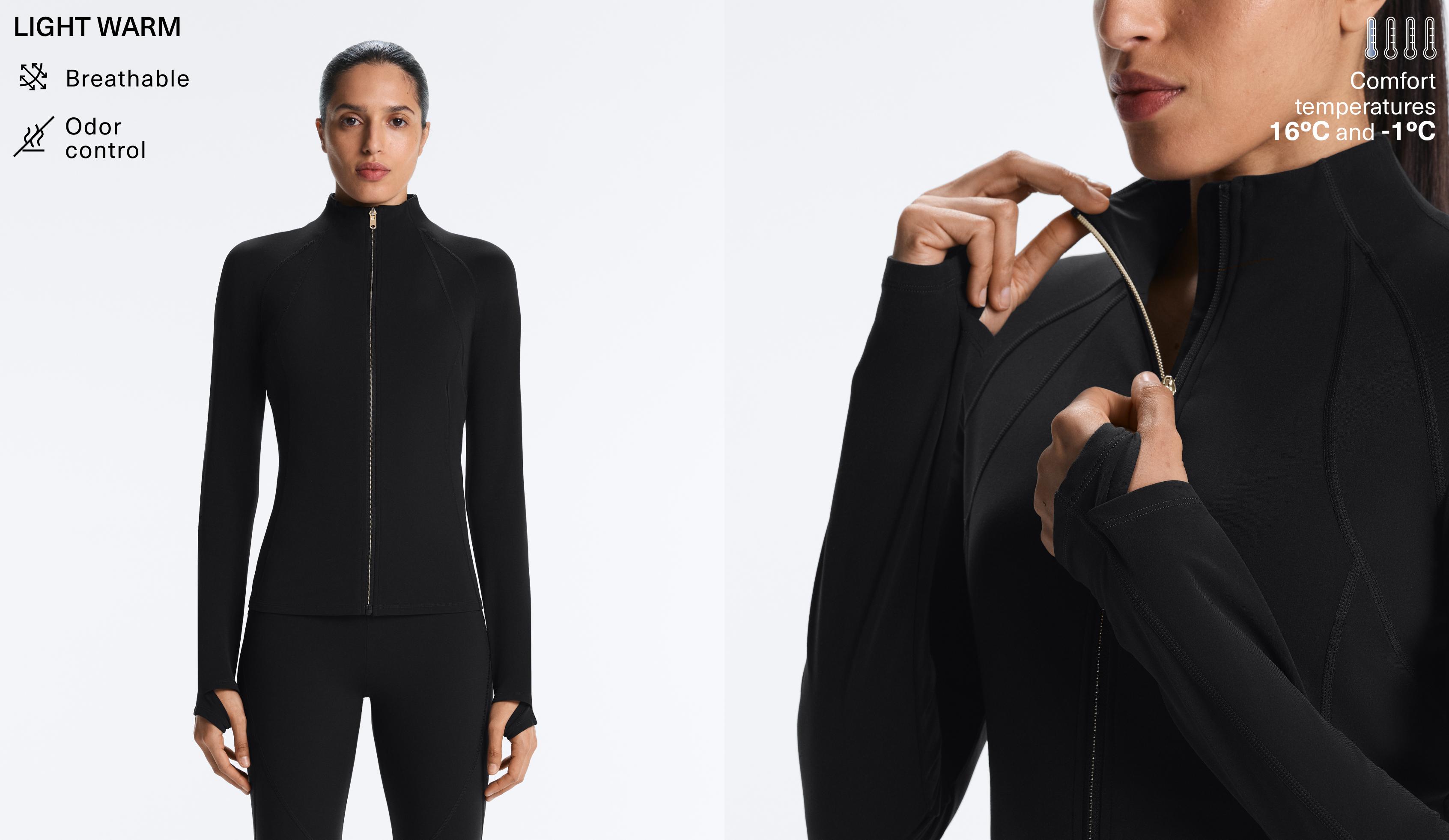 Light warm technical jacket with seams — BLACK