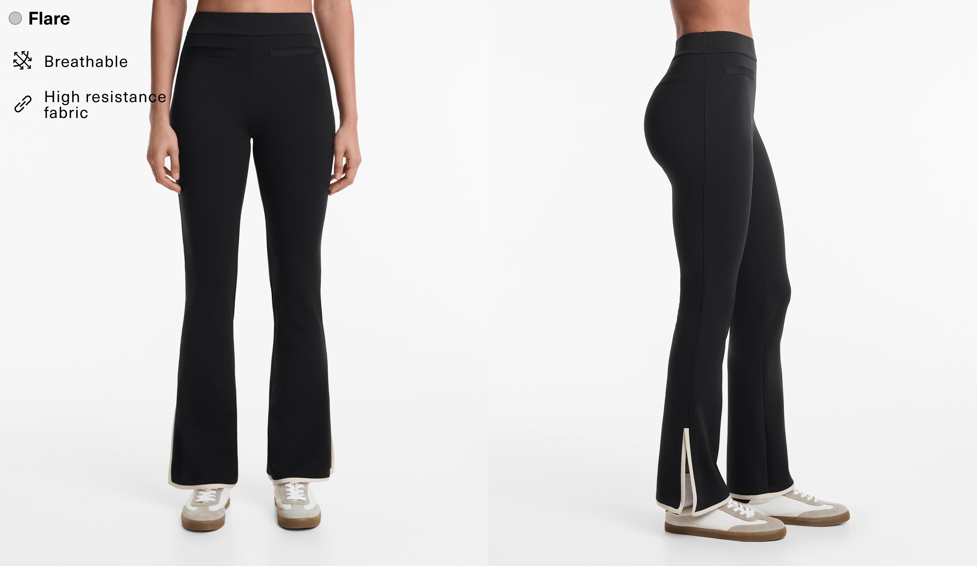 Contrast neoprene-effect flare trousers
