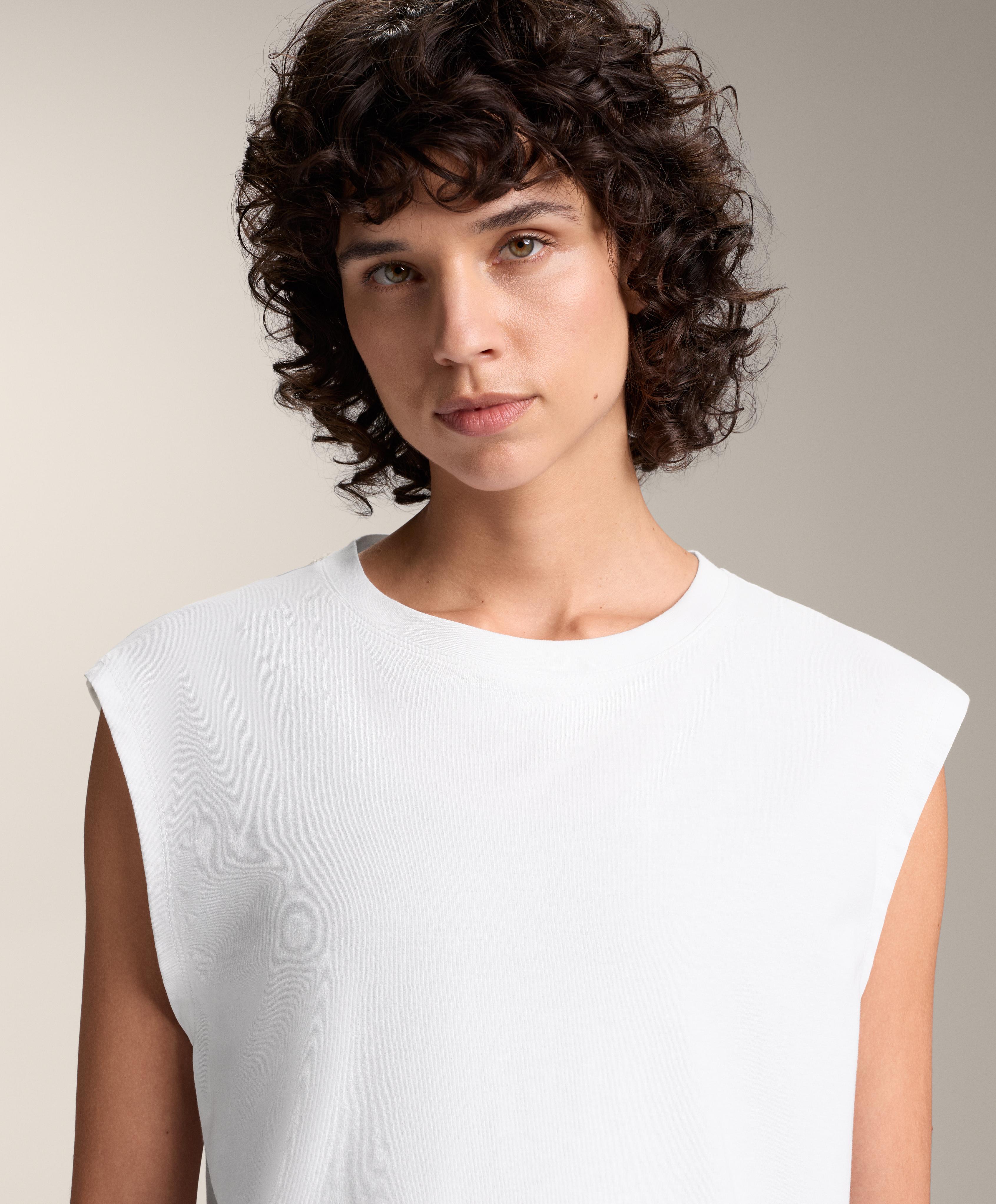 Cotton blend sleeveless T-shirt — WHITE