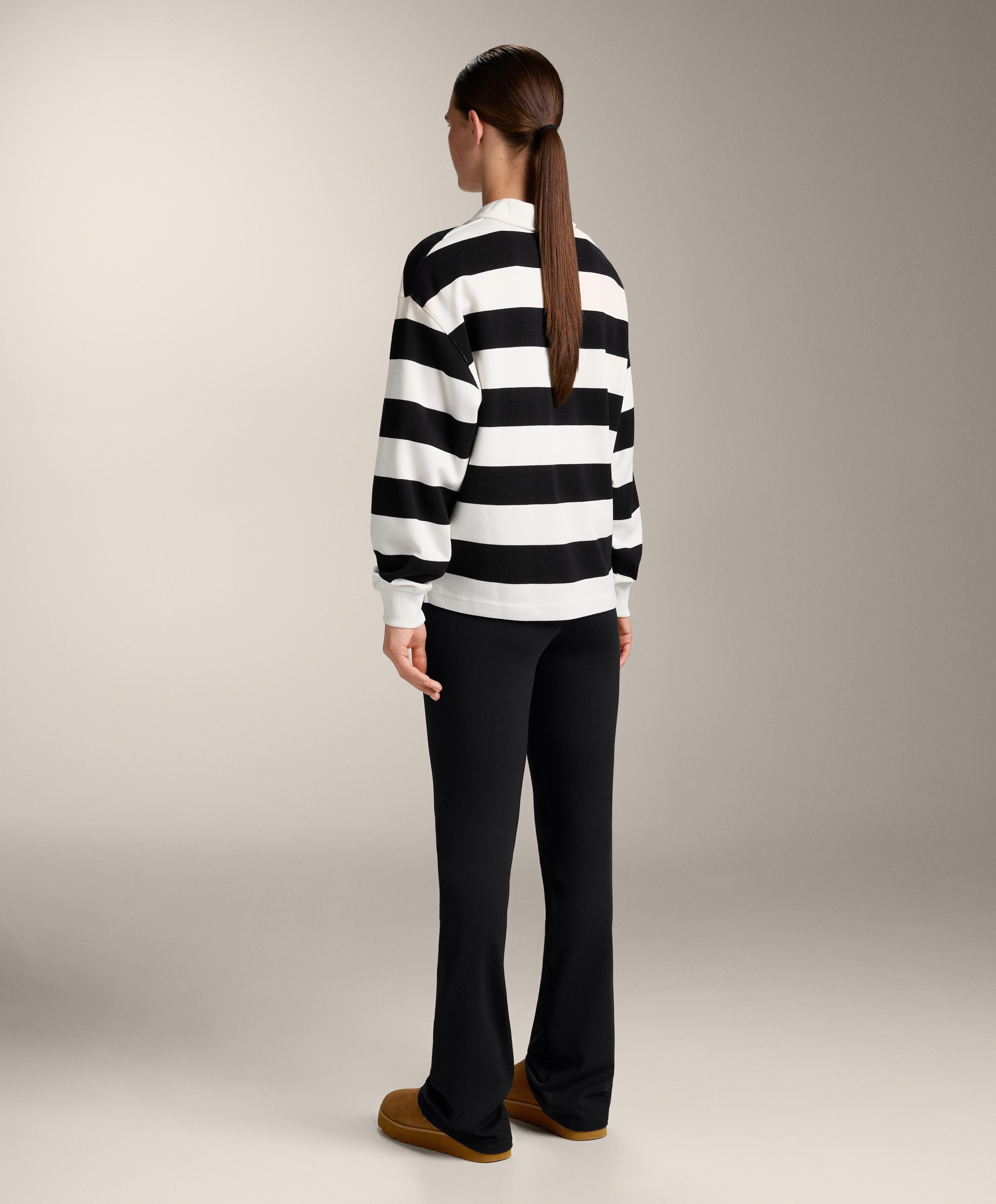 Striped cotton piqué polo shirt — BLACK