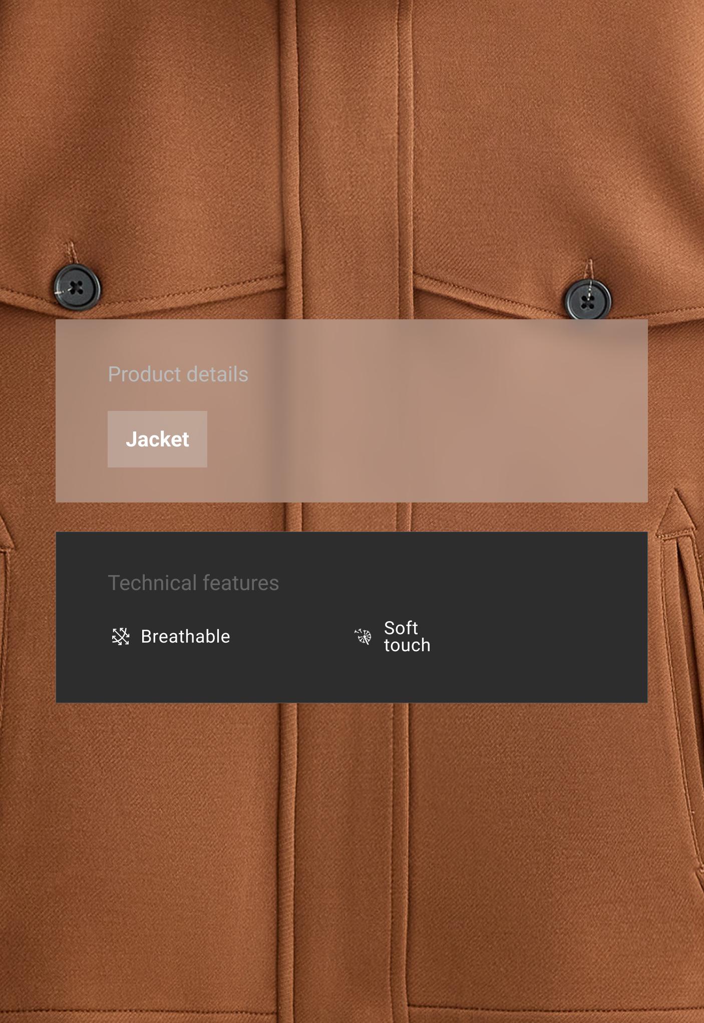 High-neck cropped jacket — COGNAC