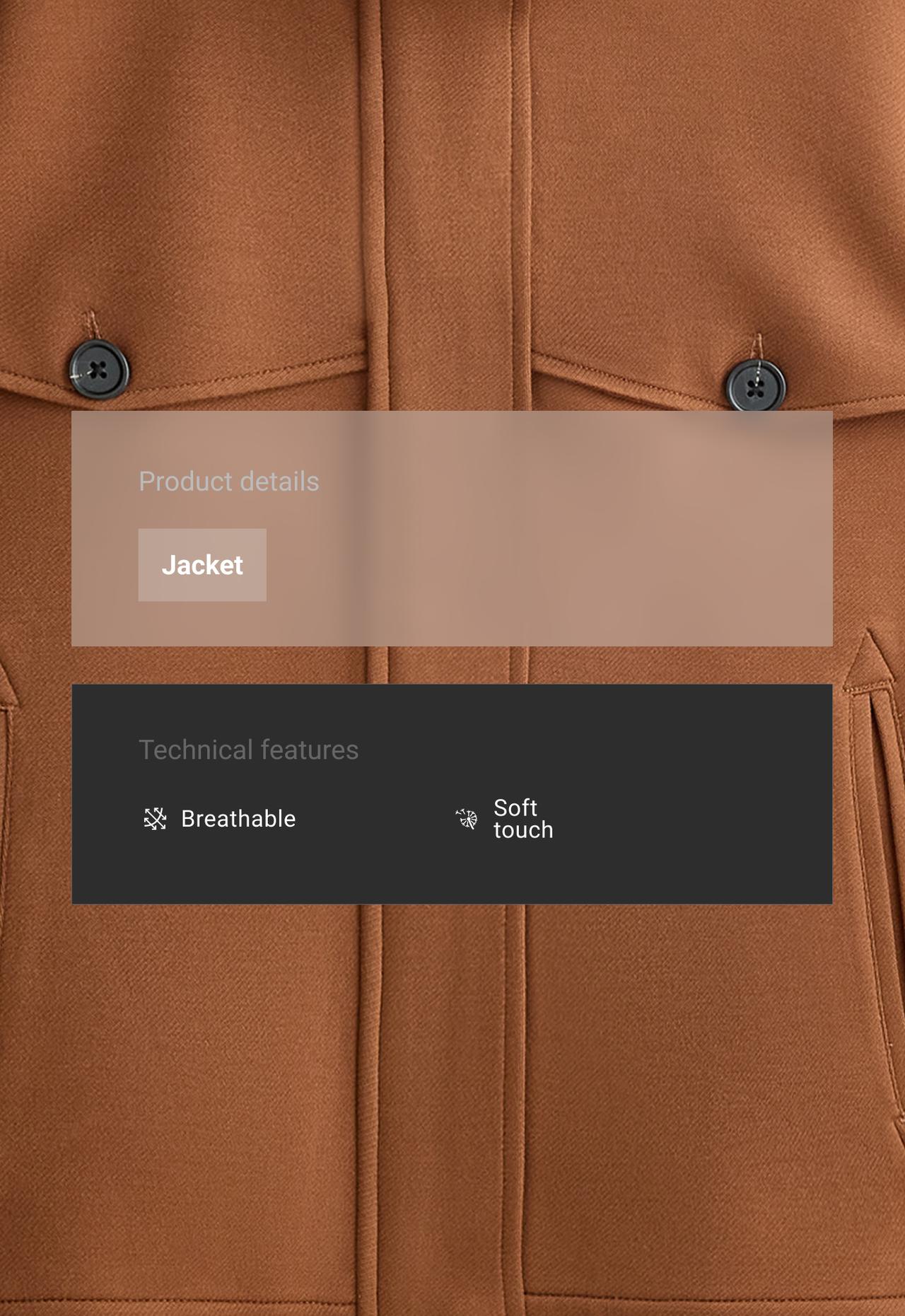 High-neck cropped jacket — COGNAC