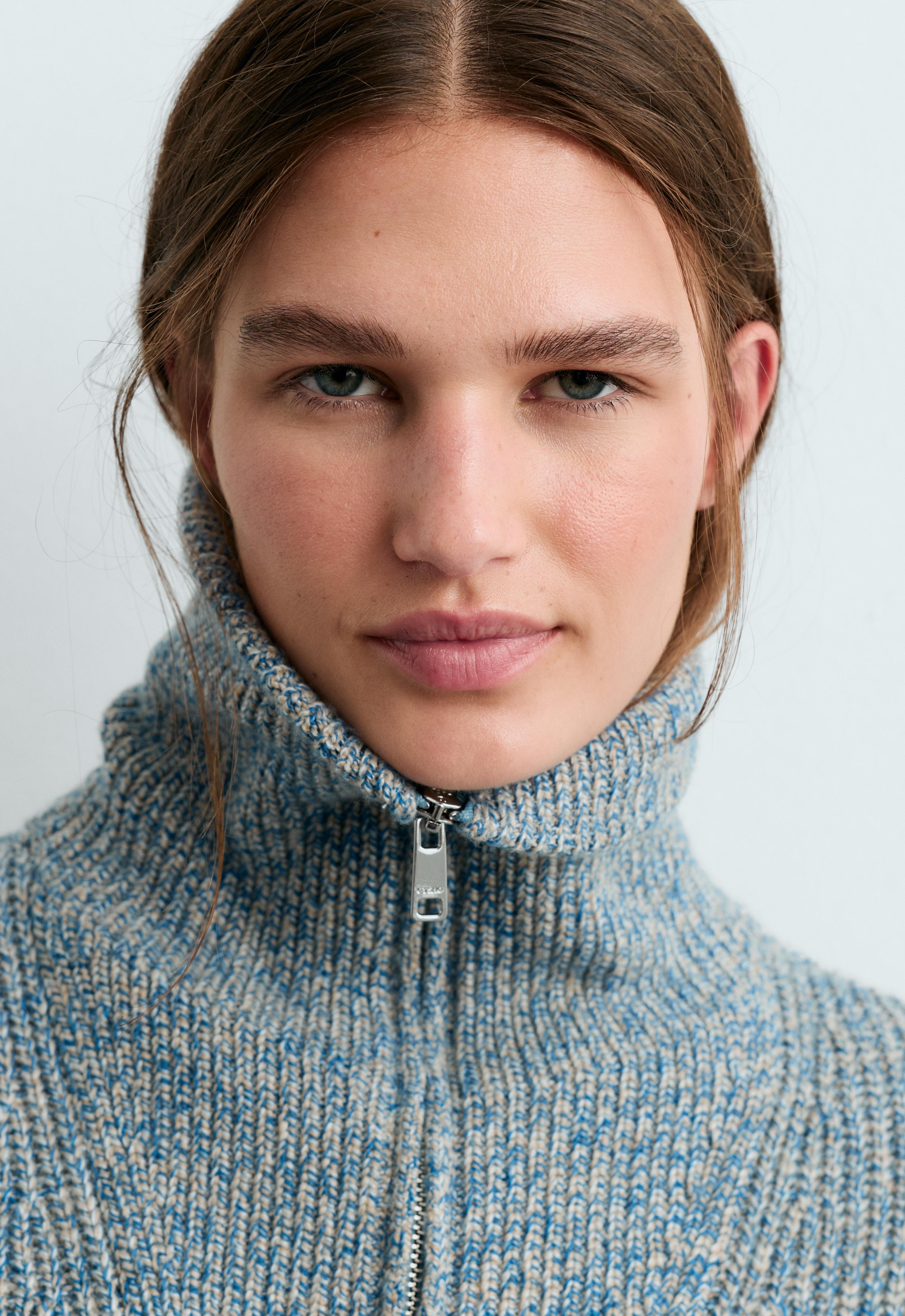 Pull maille chinée à demi-zip