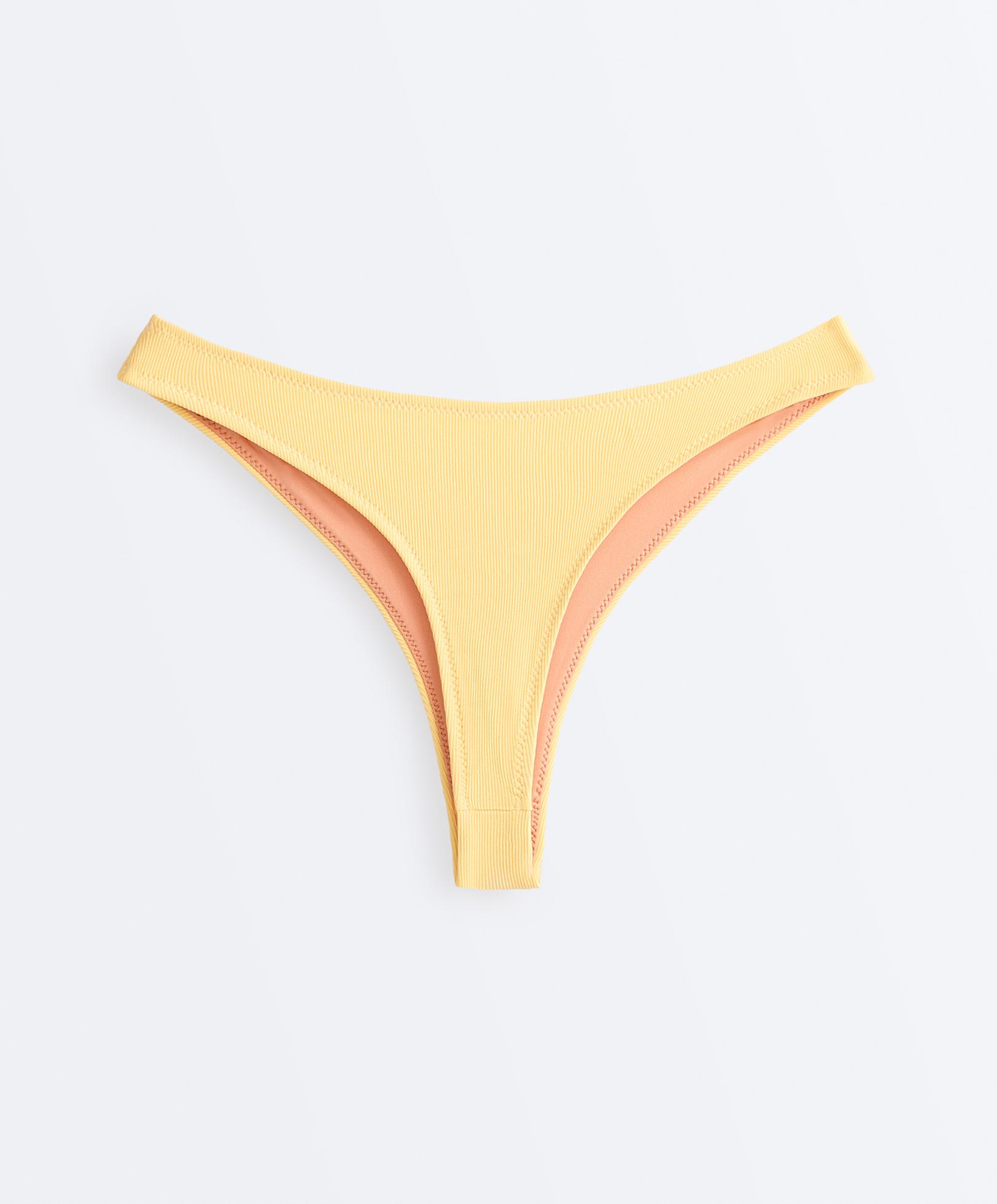 Ribbed U-cut Brazilian bikini briefs — SOFT YELLOW