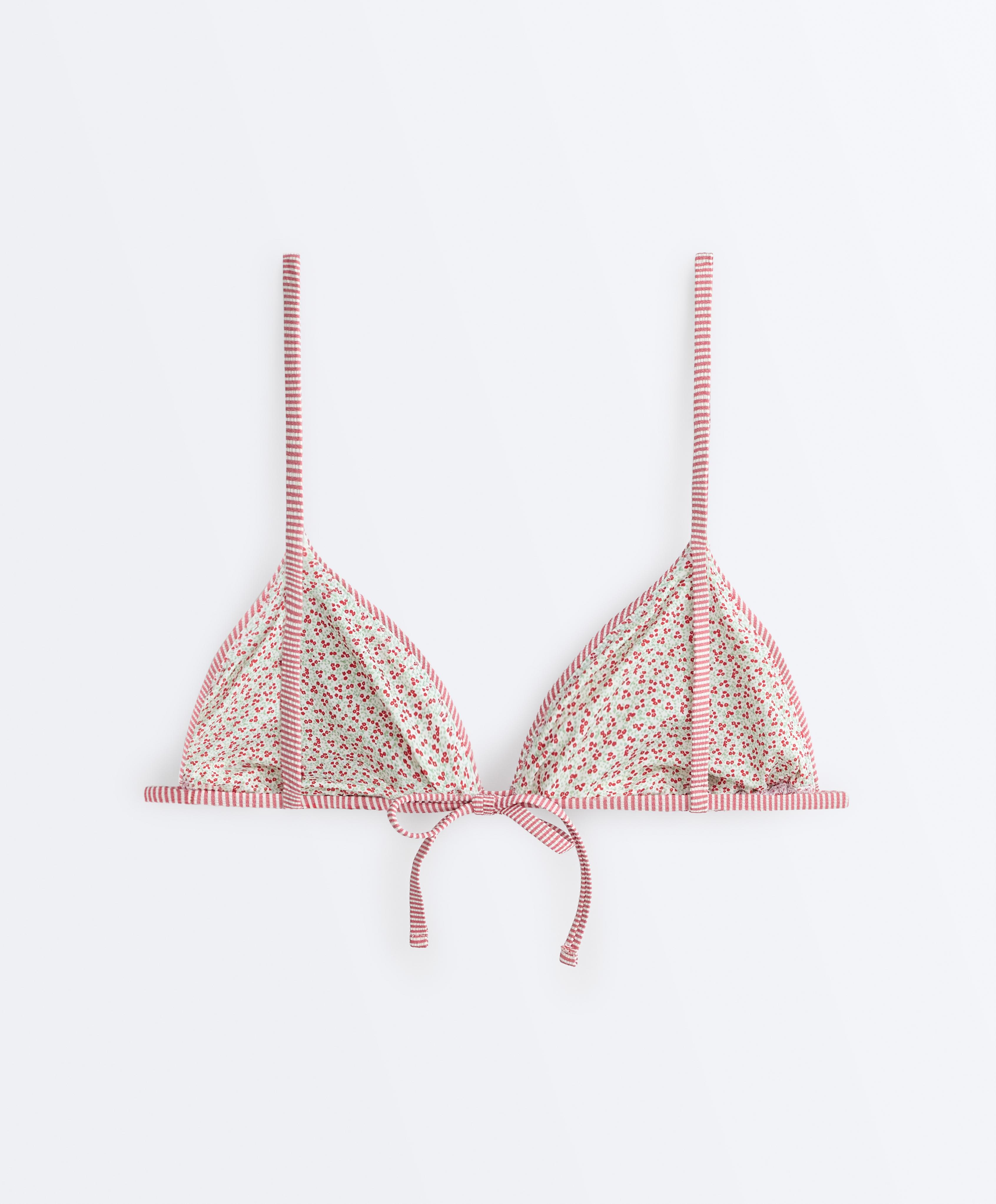 Stripe triangle bikini top — RED